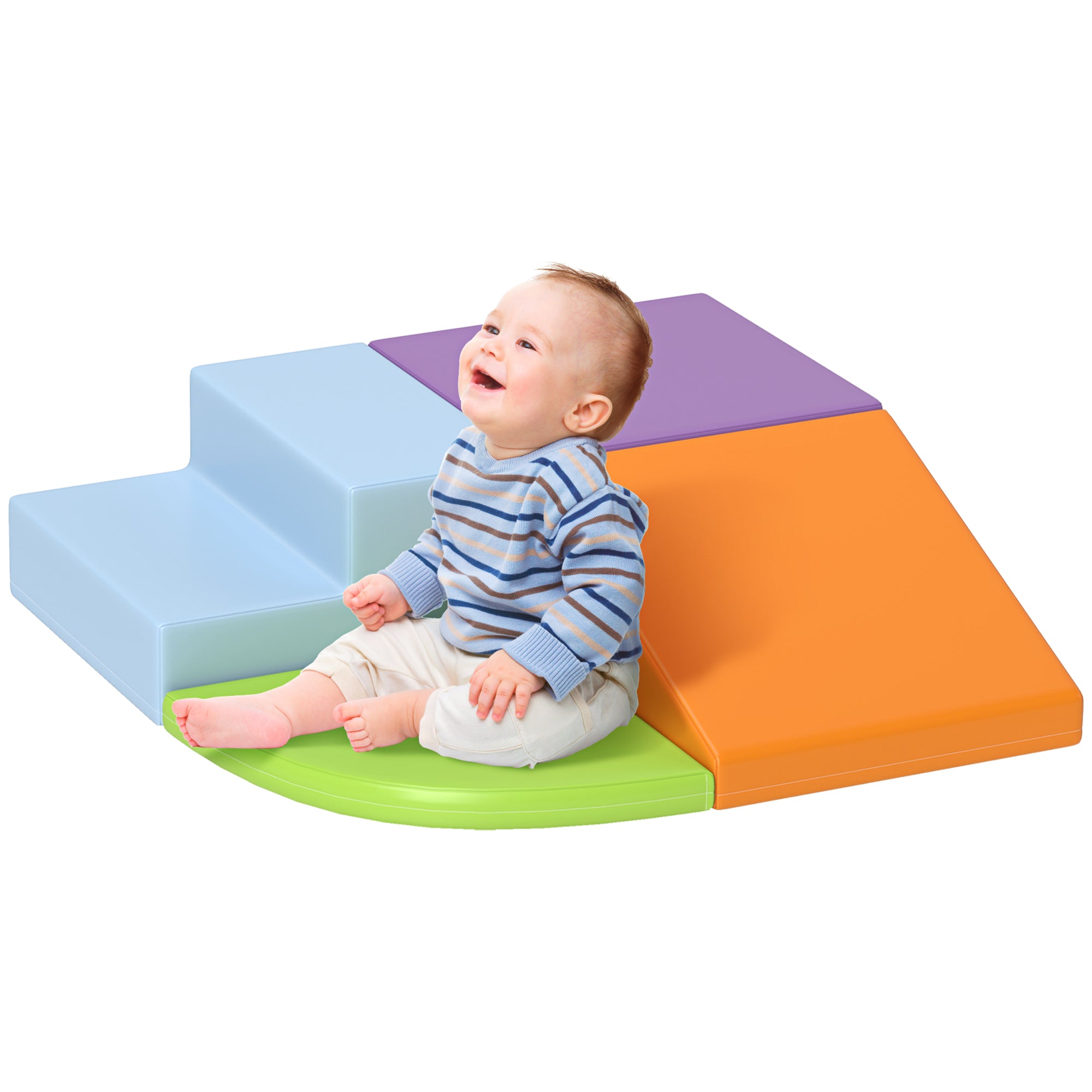HOMCOM 4-teiliges Schaumstoff-Bausteine-Set für Kinder – weiche Bausteine zum Klettern, Rutschen und Spielen – große Bauklötze für Babys und Kleinkinder in bunten Farben
