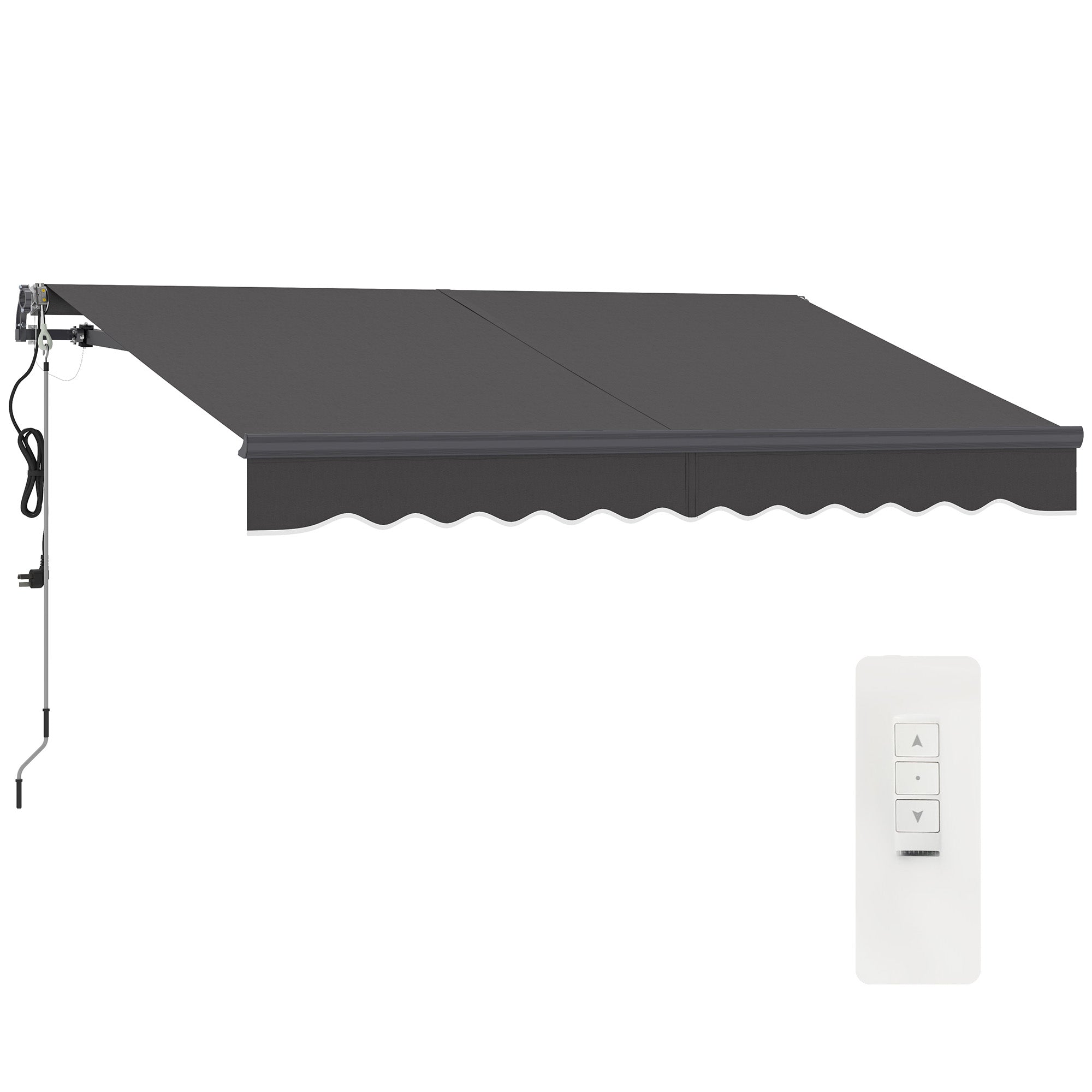 Retractable Arm Awning with Electric Crank Height Adjustable Awning Sun Protection UV 30+ Balcony Awning incl. Wall Mount Sun Awning 300cm wide for Terrace Balcony Dark Grey