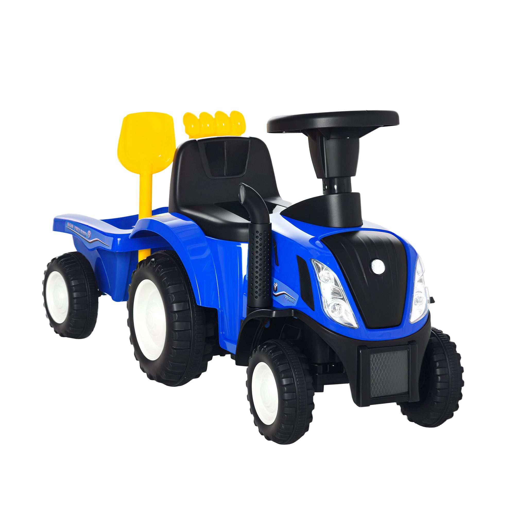Seat Excavator NEW HOLLAND Ride-On Excavator with Steering Wheel Lights Shovel Kids Excavator with Storage Space under Seat Ride-On Digger Vehicle for Sitting up to 25kg, Sitting for Kids 1-3 Years Blue