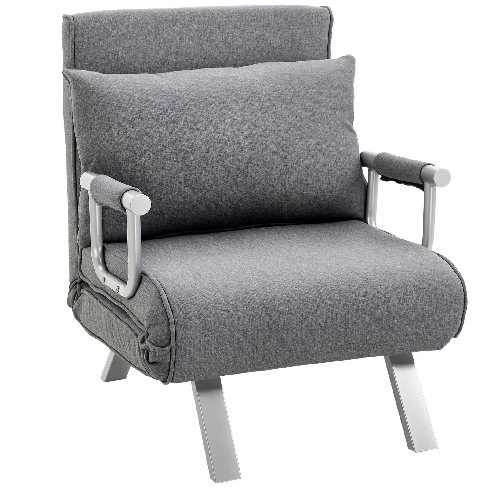 Sleeper Sofa with Armrest 3-in-1 Sleeper Chair Guest Bed Folding Mattress Folding Bed Chaise Lounge Multifunction Linen-like Polyester Grey 65 x 69 x 80 cm