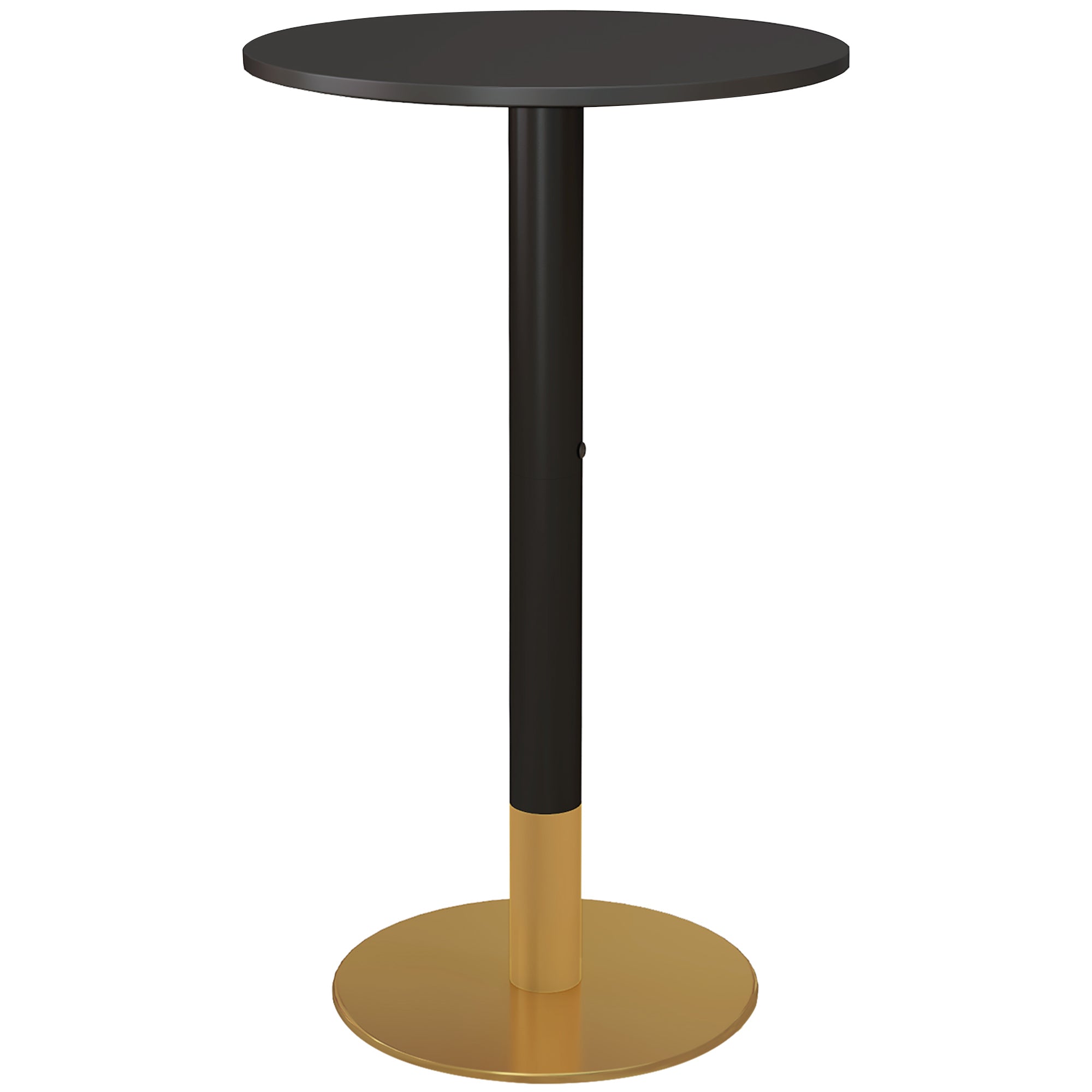 HOMCOM Pyöreä Baaripöytä Bistro Pöytä Korkea Ruokapöytä Moderni Teräsrunko mitat 60P x 60L x 102K cm Musta