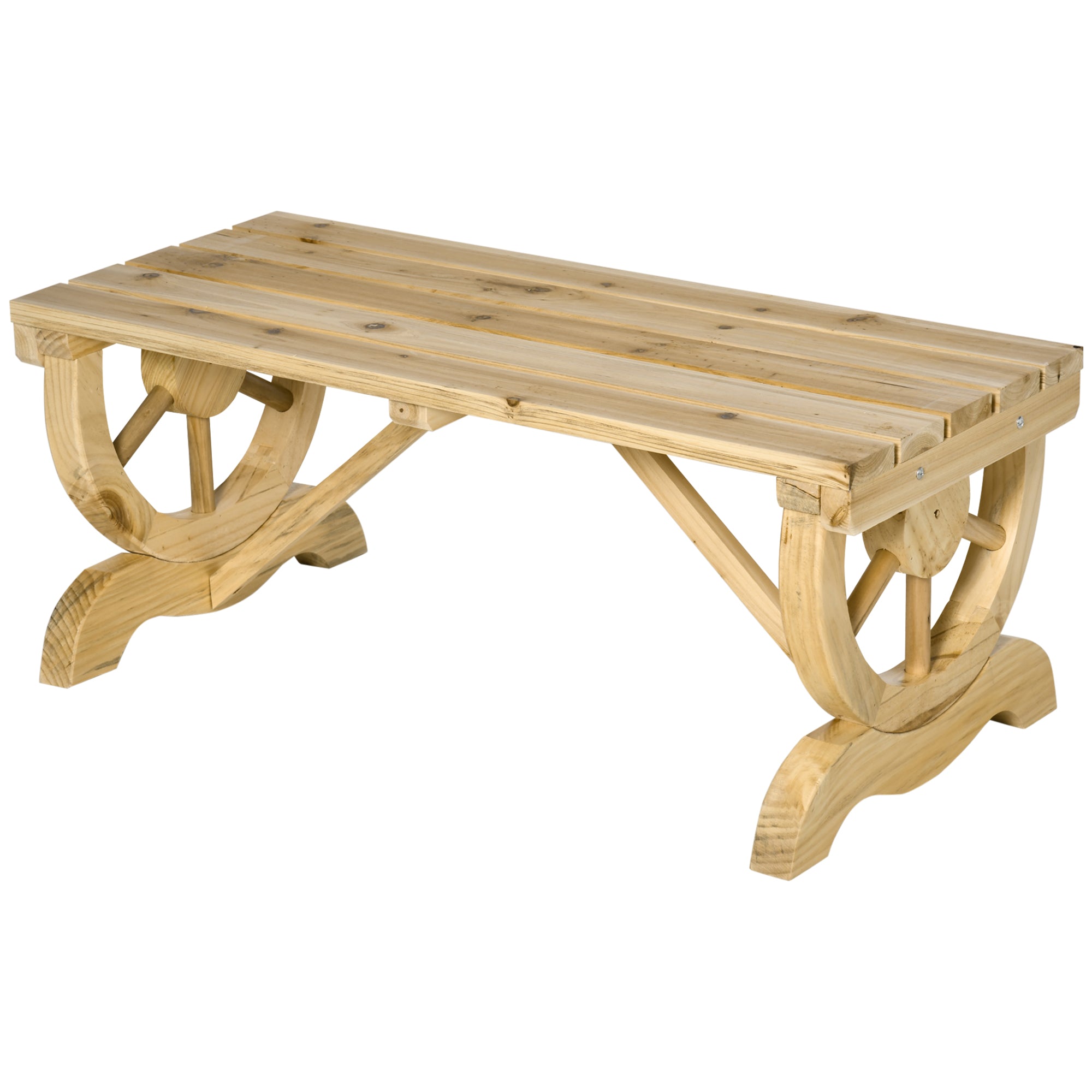 Garden Bench Wood Weatherproof Bench Rustic Outdoor Furniture Natural 98 x 50 x 39.5 cm