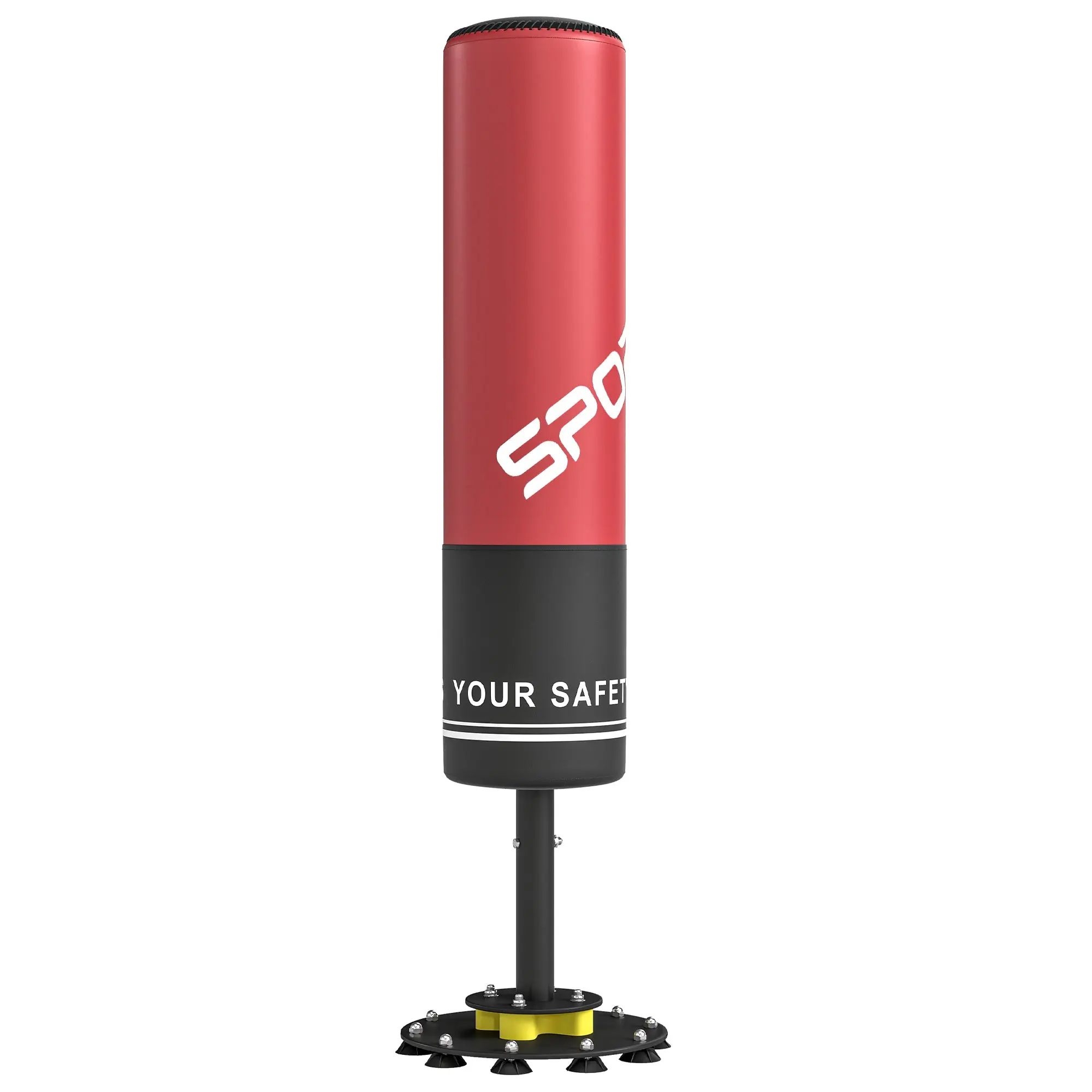 SPORTNOW 53 in (135 cm) Freestanding Punching Bag – Red/Black, Shock-Absorbing Base, 10 Suction Cups, Kickboxing & MMA Trainer for Adults