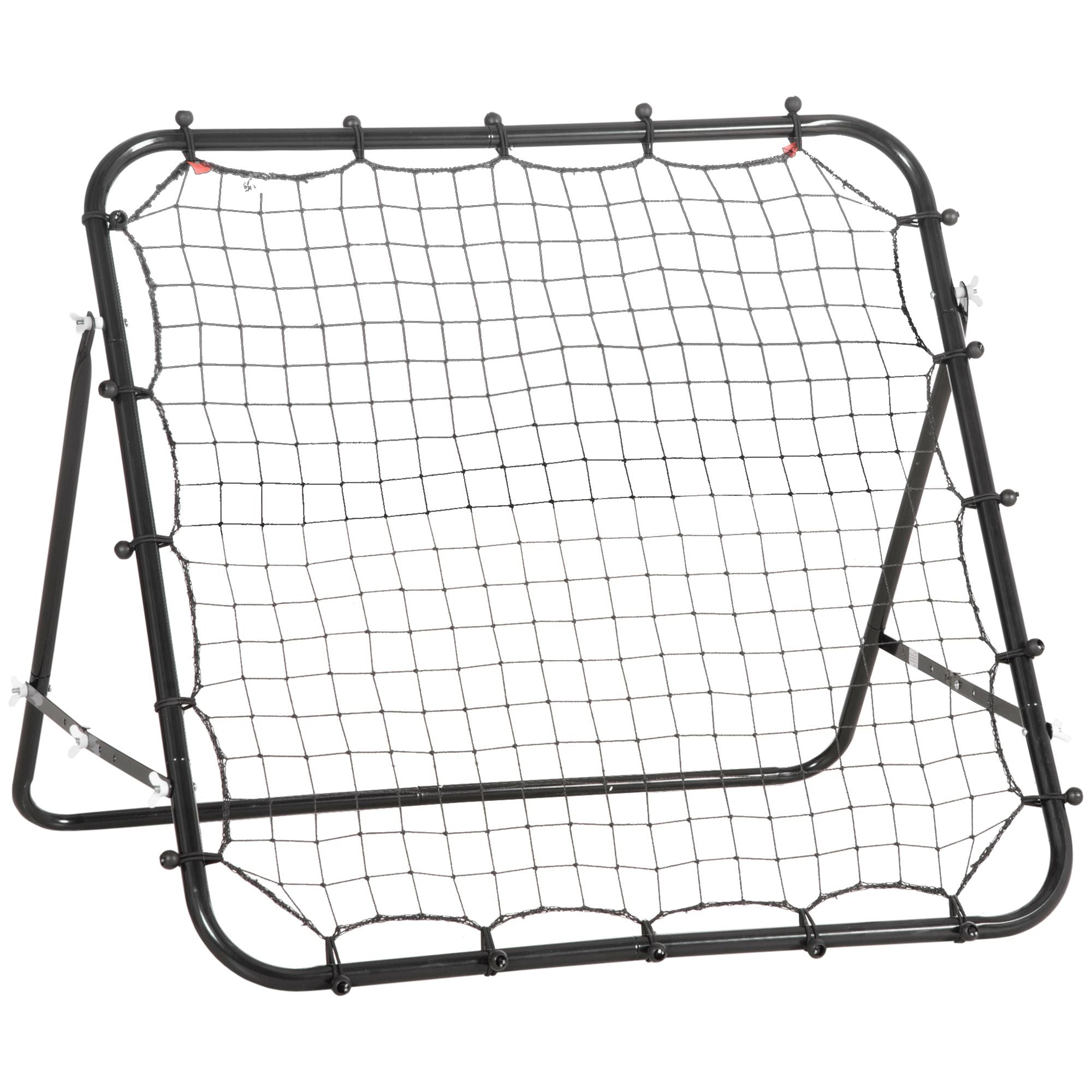 HOMCOM Fußball-Rückprallgerät, Kickback-Rückprallnetz, Metallrahmen mit PE-Gewebe, Rückprallwand für Baseball und Basketball, Tor für Jugendtraining 96x80x96cm, Schwarz