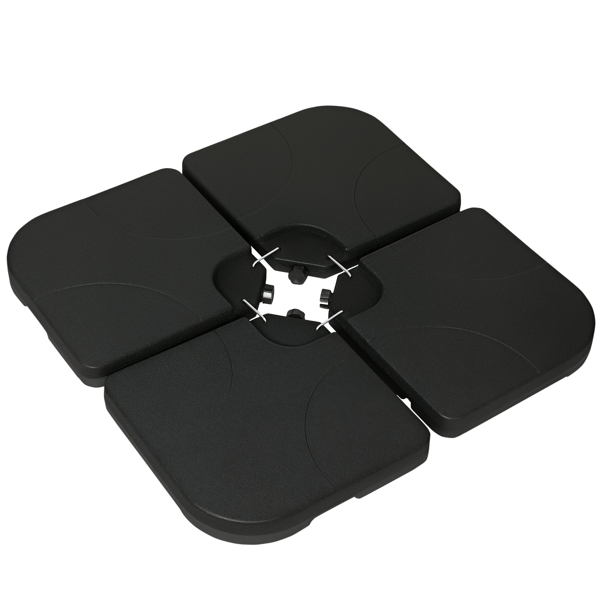 Umbrella Weight 4-Piece Set, Fillable with 60 liters of water/ 78 kg of sand, Market Umbrella Base, Base for Cantilever Umbrella, HDPE, Black