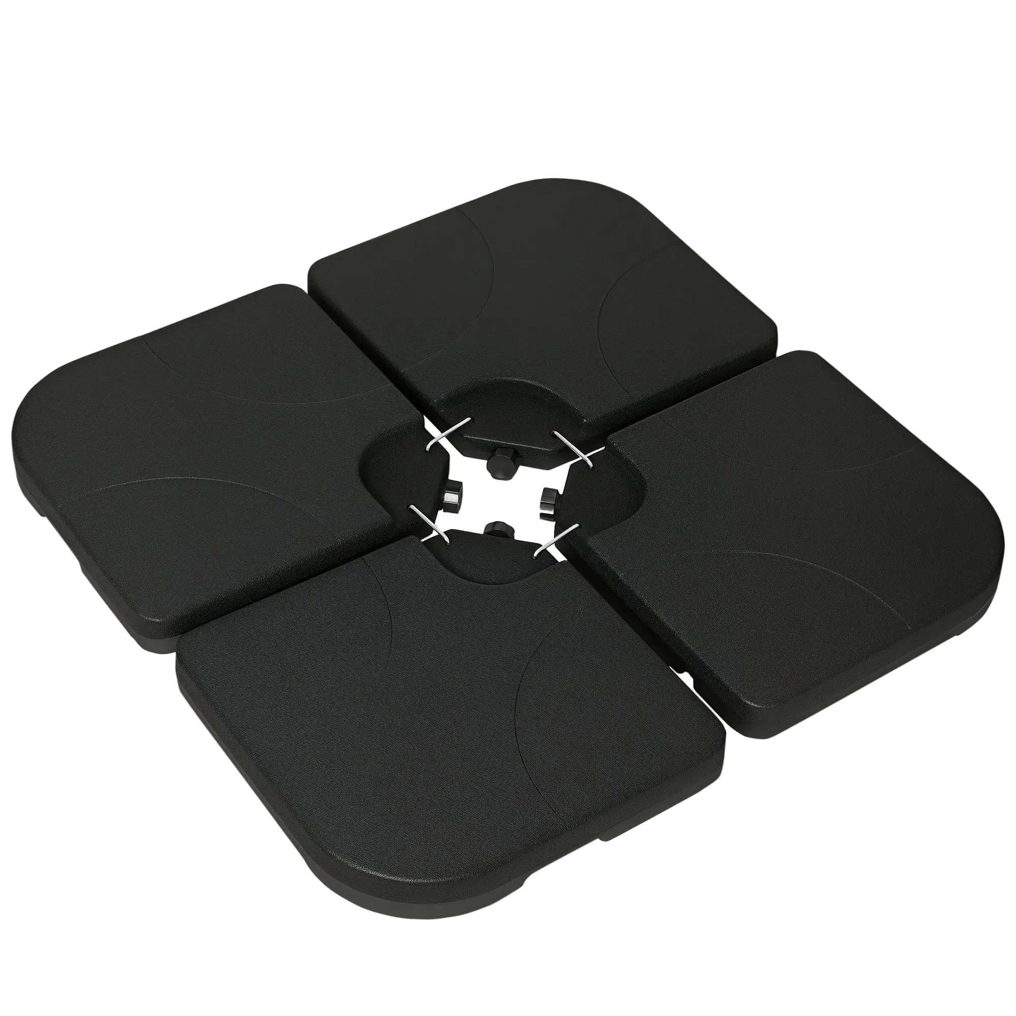 Umbrella Weight 4-Piece Set, Fillable with 60 liters of water/ 78 kg of sand, Market Umbrella Base, Base for Cantilever Umbrella, HDPE, Black