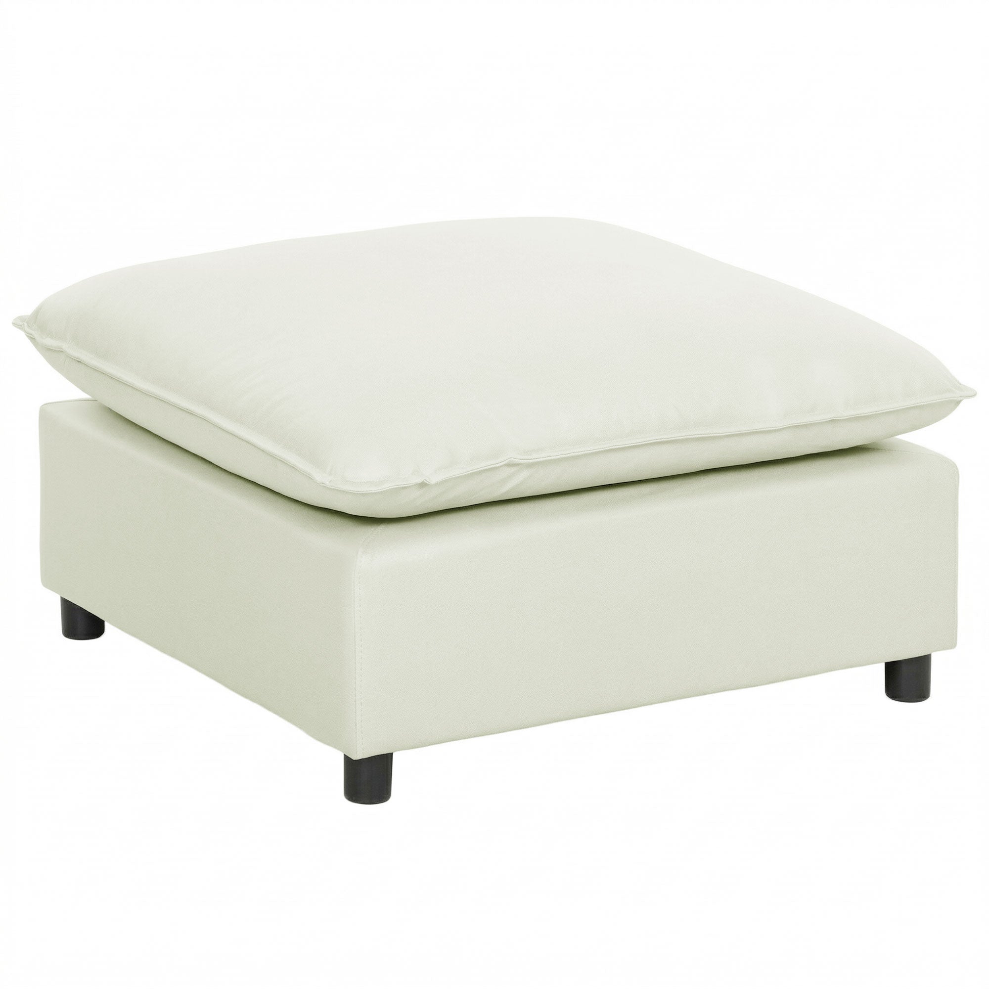 HOMCOM modular Foussbank mat mëller Polsterung — Quadrat-Pouf a Leinen-Optik fir Schlofkummer & Wunnzëmmer, Crèmewäiss