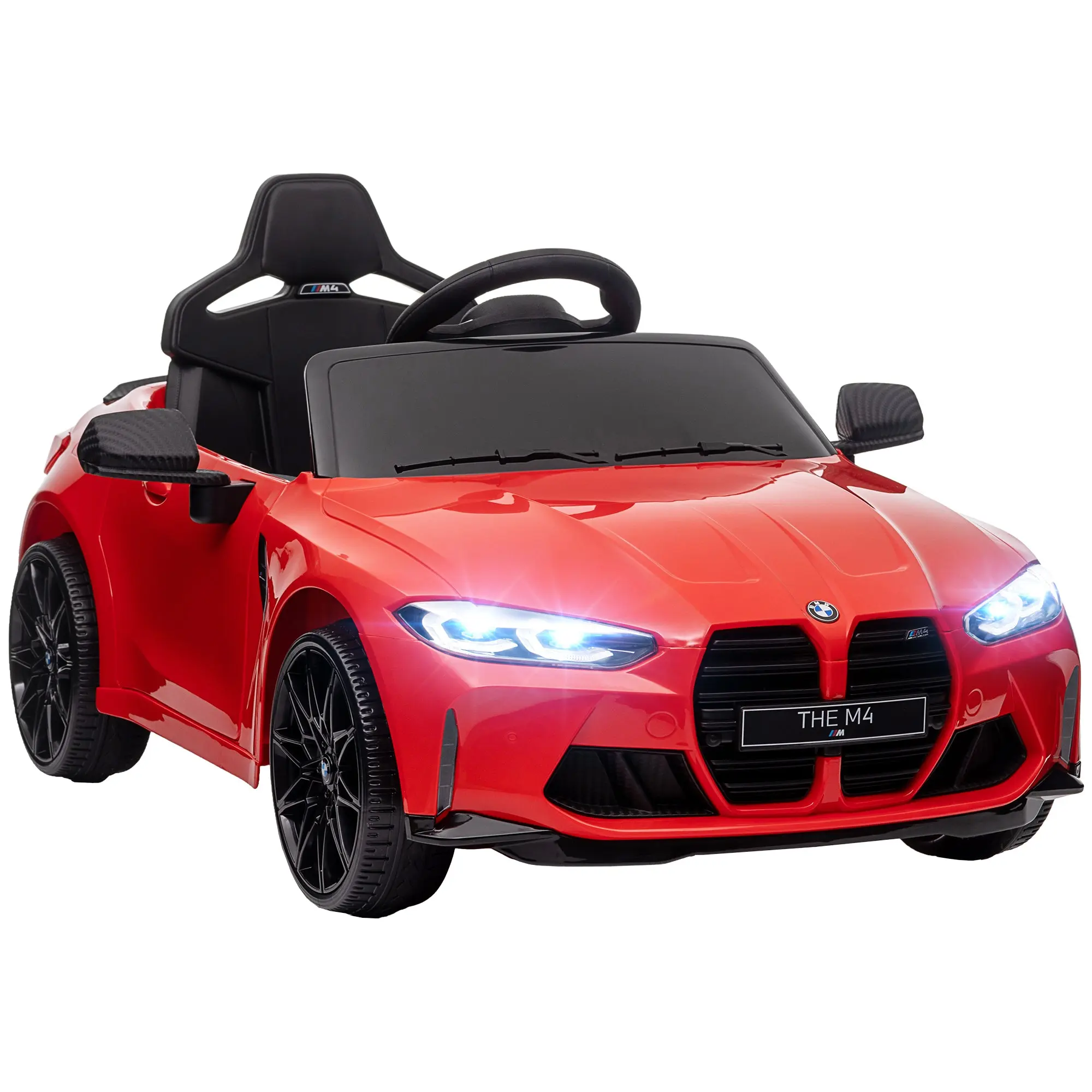 Kids Electric Car 12V Child Vehicle with 2.4G Remote Control, Suspension, Soft Start, Electric Toy with MP3, USB, LED Lights, Horn, 3-5 km/h, for Kids 3-5 Years, Red