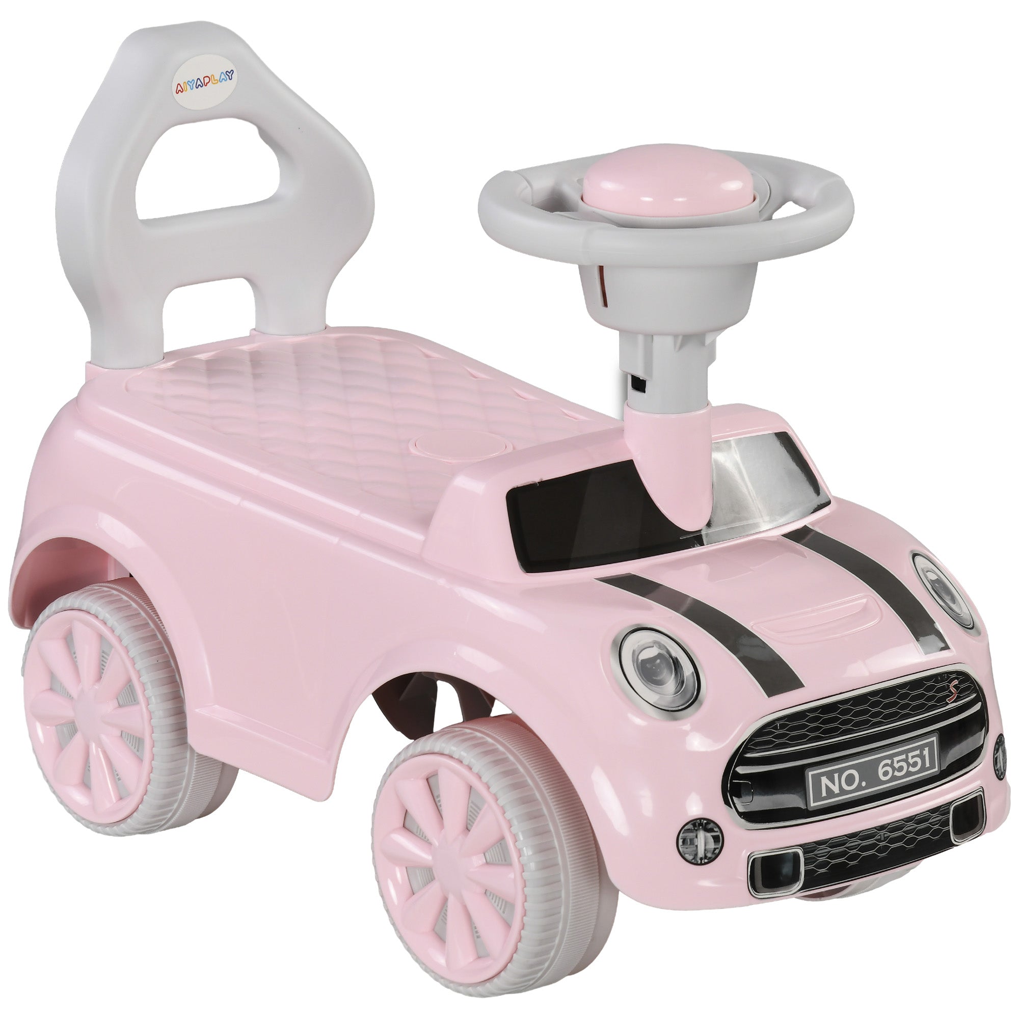 AIYAPLAY Kinderfahrzeug, Kinderauto mit Lenkradhorn, Rutschfahrzeug mit Kipp-Schutz, Rutschauto für Kinder, Rosa, 53 x 25 x 35 cm