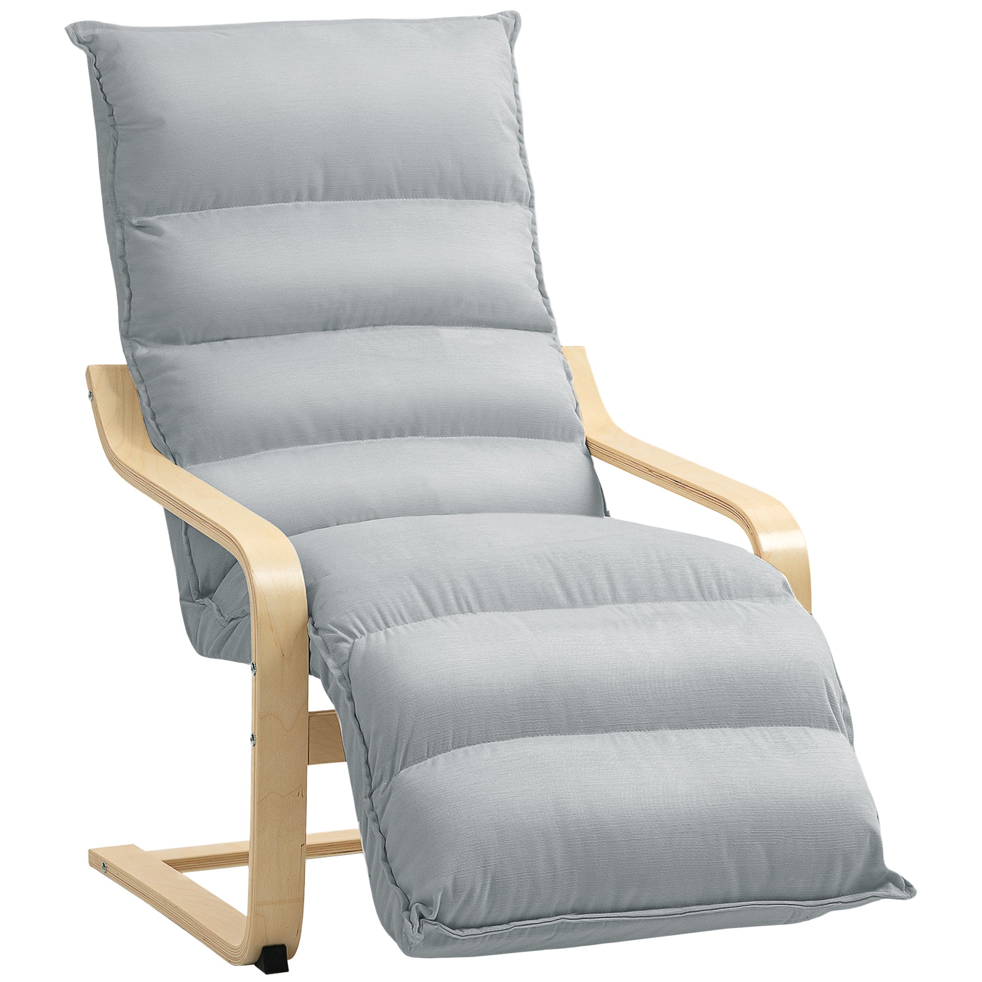 Relax Armchair, Padded Lounge Chair with Adjustable Footrest, Velvet Look for Living Room Rocking Chair with Armrest, Reading Chair Light Grey