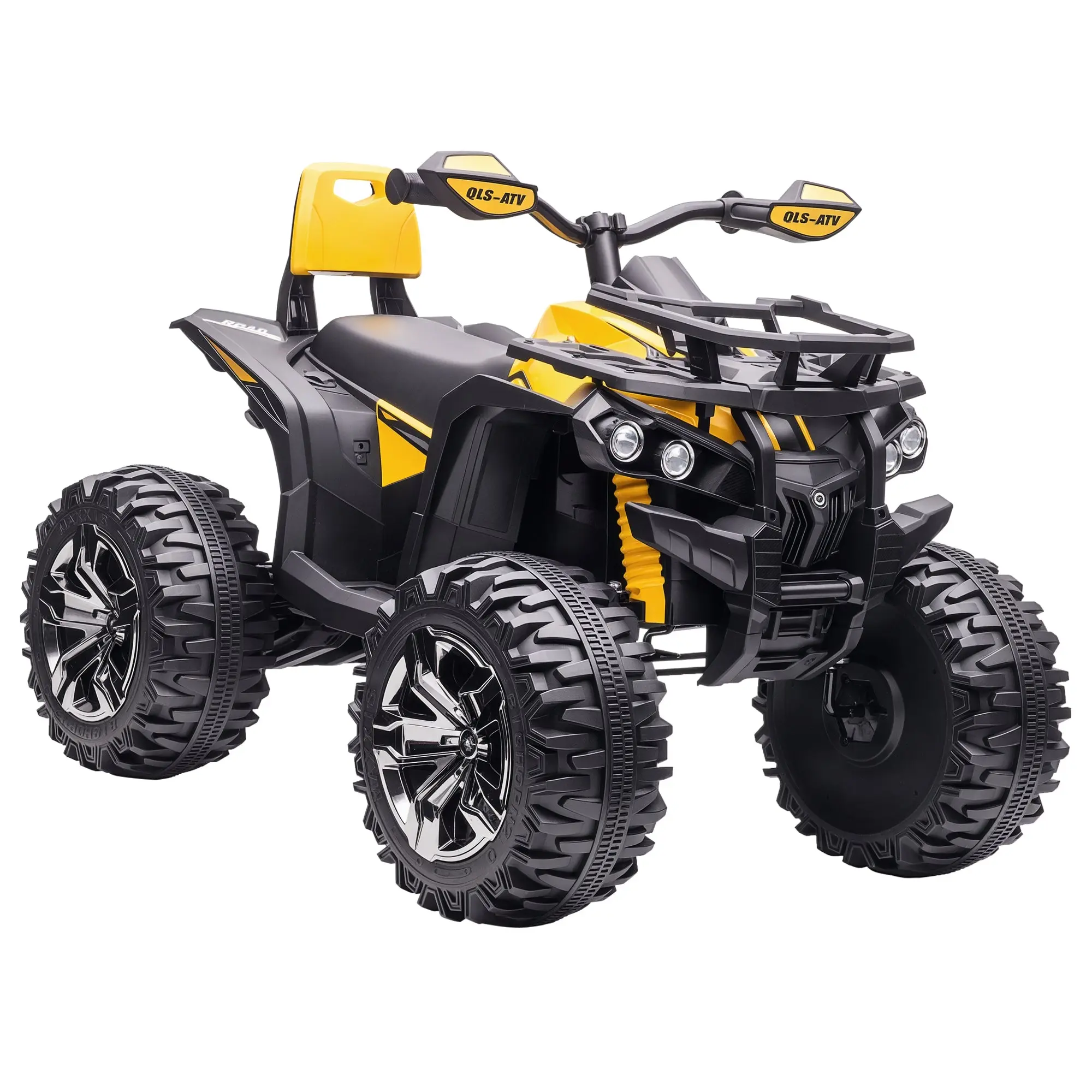 Electric Quad for Kids, 12V 10Ah Kids' Quad with Forward, Reverse Function, 2 Motors, USB Connection, MP3 Music Player, Kids Vehicle with Headlight 3-8 km/h, for 3-5 Years, Yellow