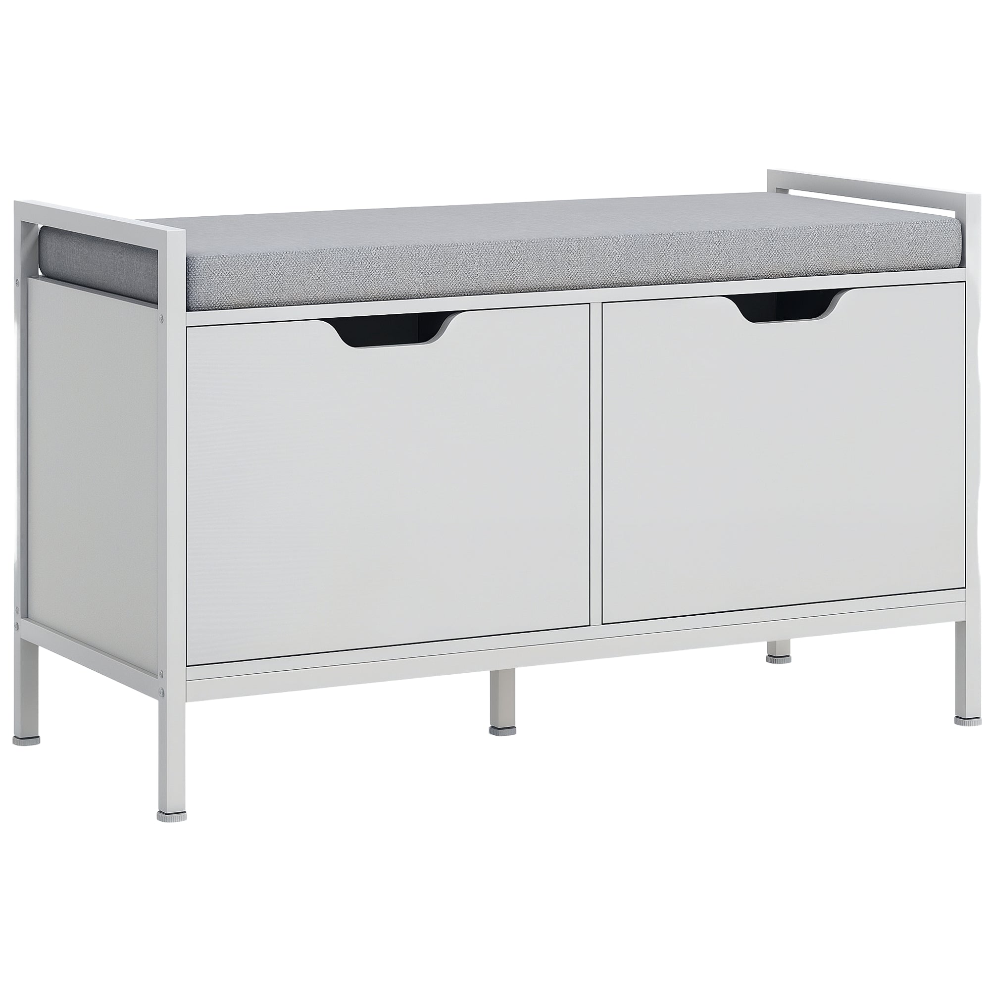 HOMCOM Schongestell Schongeschierkëscht mat abbaubatbarem Këssen fir 4 Päre Schong Schongestell fir d'Ausgang 84x35x50 cm Wäiss