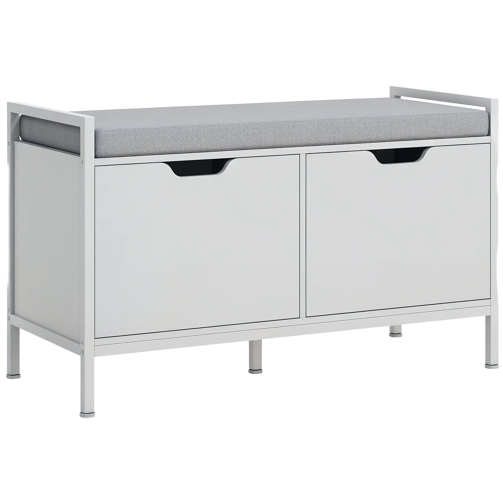 Shoe Bench Shoe Cabinet with Removable Cushioned Seat for 4 Pairs of Shoes Shoe Bench for Entryway Hallway Living Room 84x35x50 cm White