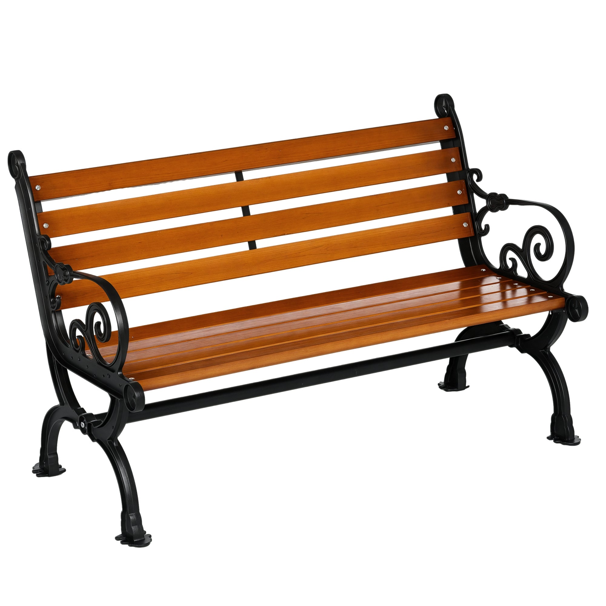 Garden Bench, Park Bench, Two-Person Bench with Armrests, for Garden, Balcony, Weatherproof, Wood, 120 x 64 x 79 cm, Teak