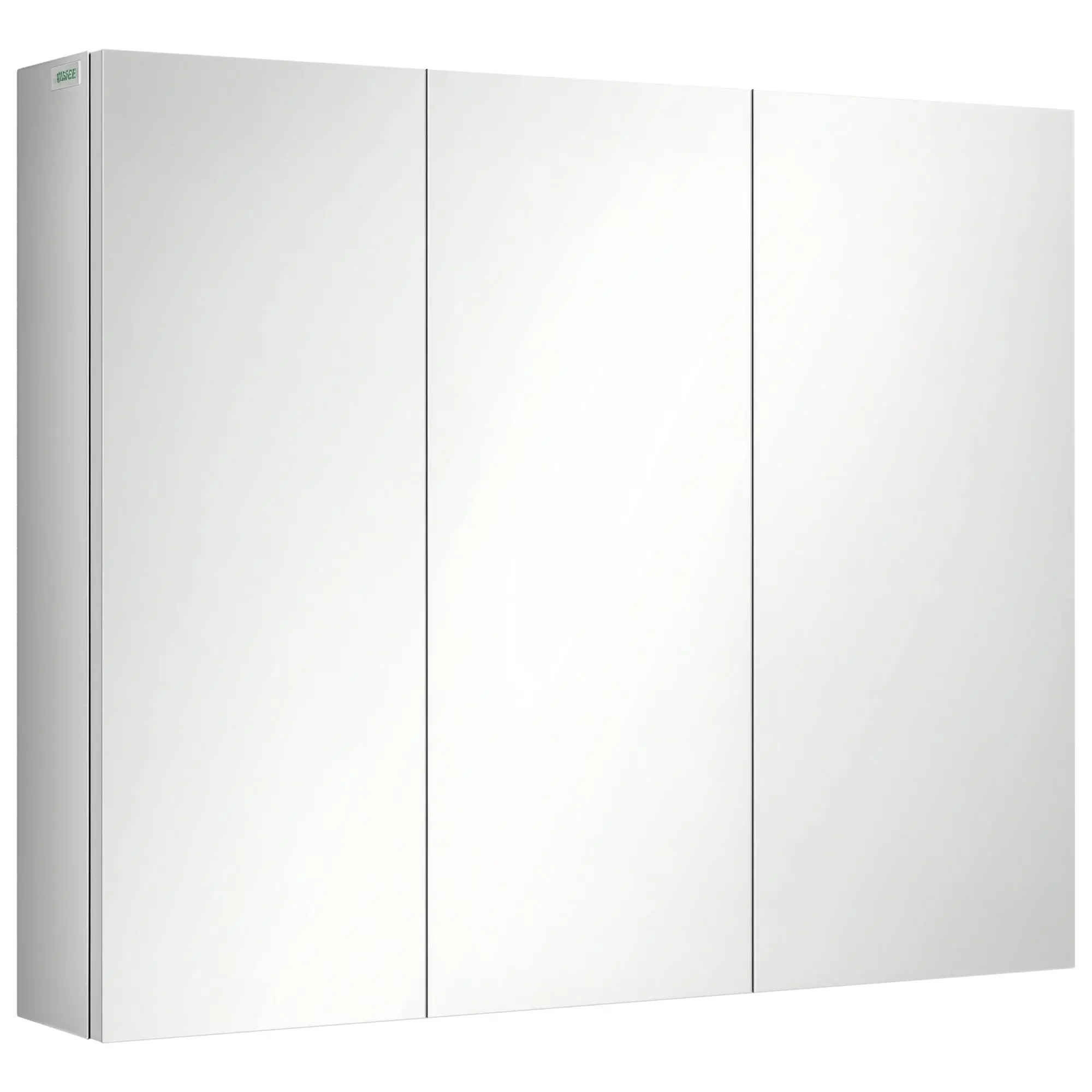 Mirrored Cabinet, Bathroom Cabinet with 3 Glass Doors, Hanging Cabinet, Storage Cabinet with 5 Shelves, Bathroom Cabinet, Wall Cabinet, Stainless Steel, Silver, 70 x 12 x 55 cm