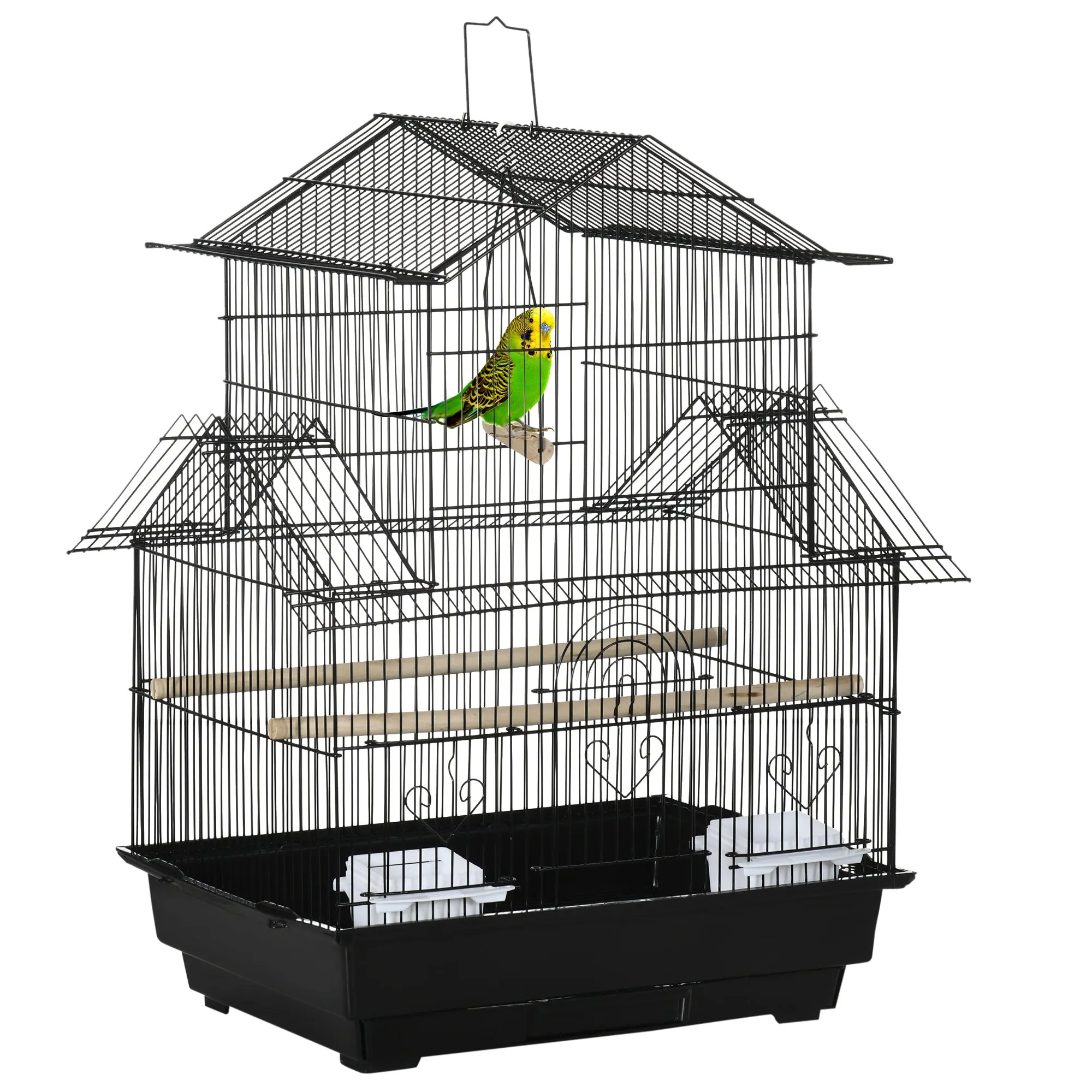 Steel Bird Cage Aviary with Feeders Perches Swing and Removable Tray Large Bird Cage for Parrots Canary Budgie 19.88x16.14x24.8 inches Black