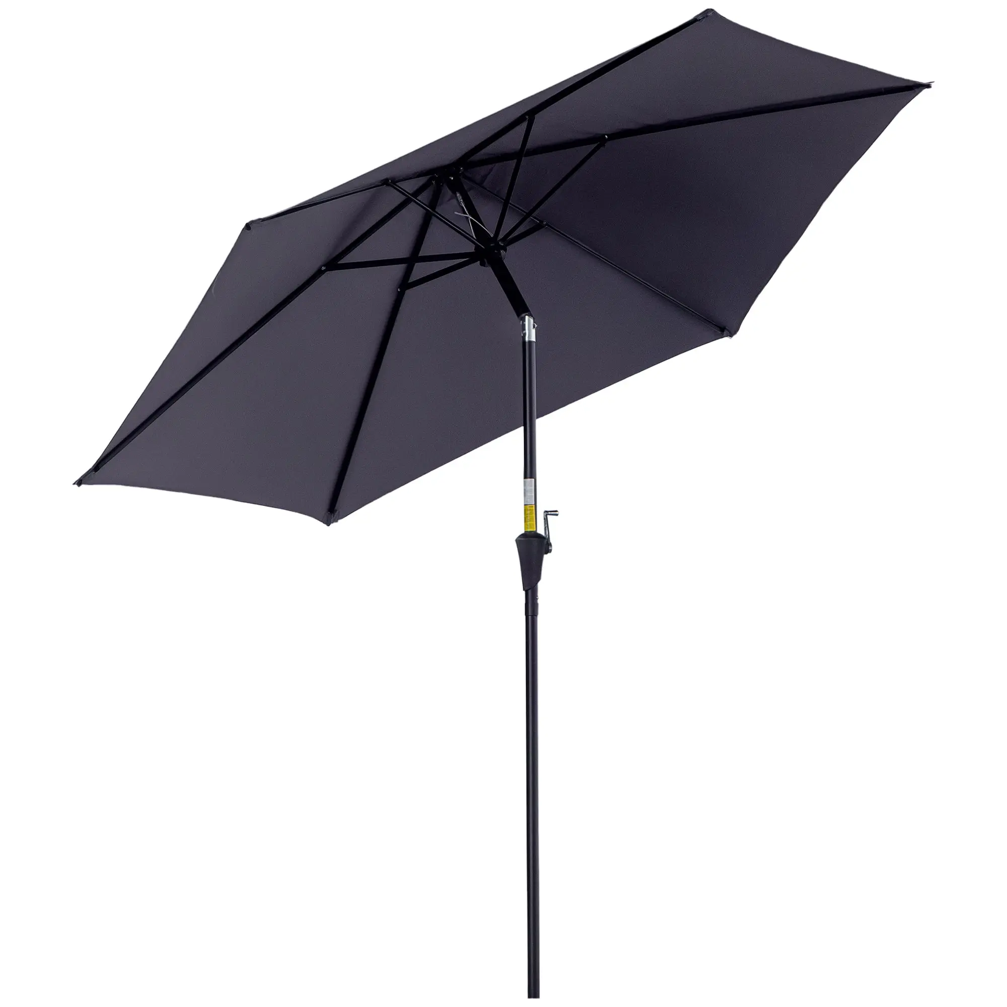 Aluminum Garden Umbrella ?260x235 cm Reclining Patio Parasol with Crank and 6 Metal Rods for Outdoor Terrace Balcony Gray