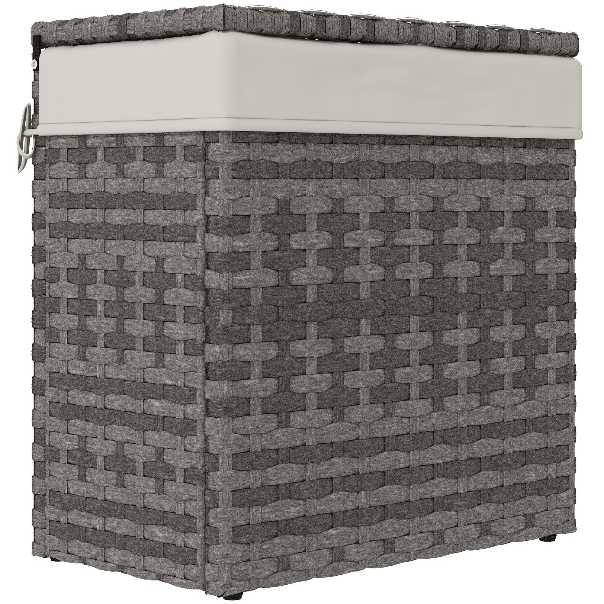 Záhradný box Outsunny z PE ratanu, vonkajšia úložná lavica s protišmykovými nohami a vodoodolnou látkovou výplňou, 57x34x62cm, šedá a béžová