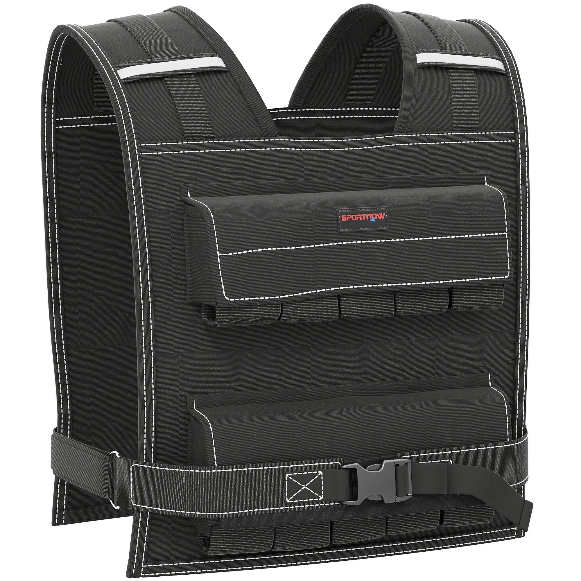 SPORTNOW Gewichtsweste 20 KG verstellbare Trainingsweste mit abnehmbaren Gewichten reflektierende Streifen Laufweste für Damen und Herren Muskelaufbau Krafttraining, Laufen, Fitness, Cross Training