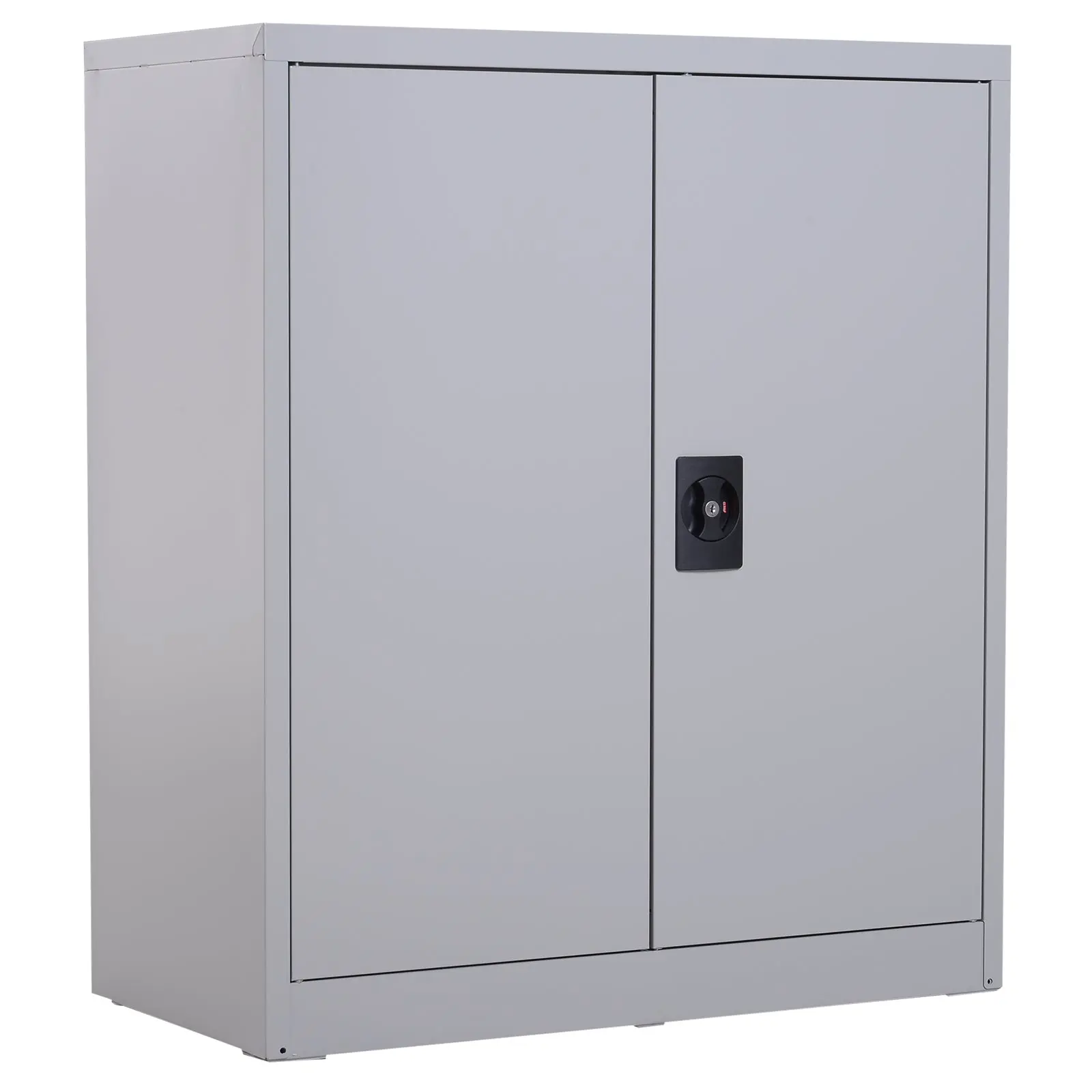 Cabinet Mobile Adjustable Shelf Secure Lock for Home Office Garage Steel 80x40x92.5cm Gray
