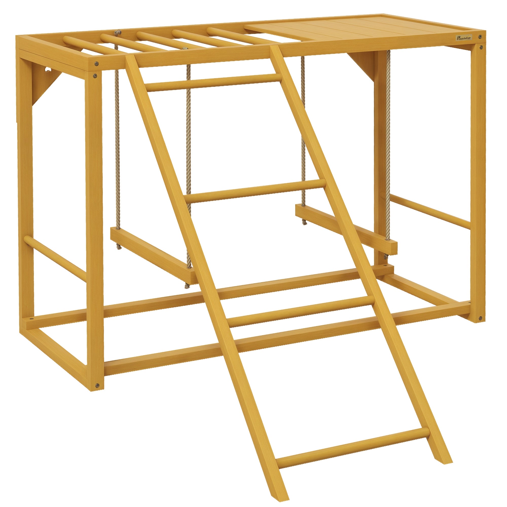 Chicken Playset Made of Wood, Playground with Swings Ladder Platform Perch Climbing Frame for 3-4 Chickens Natural Wood
