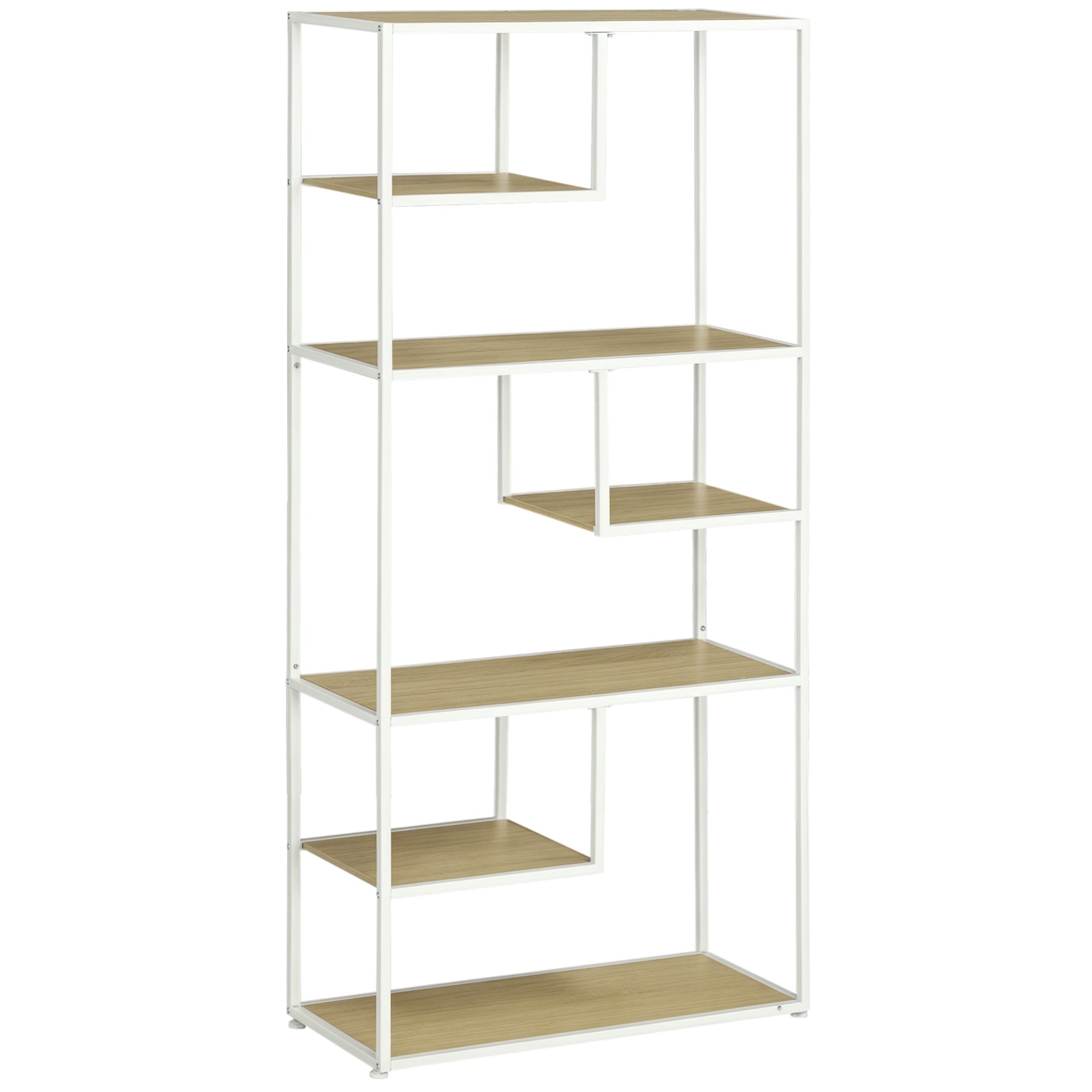 HOMCOM Индустриален Стелаж за Книги за Всекидневна, Офис и Кухня, 83x34x180 см Дъб