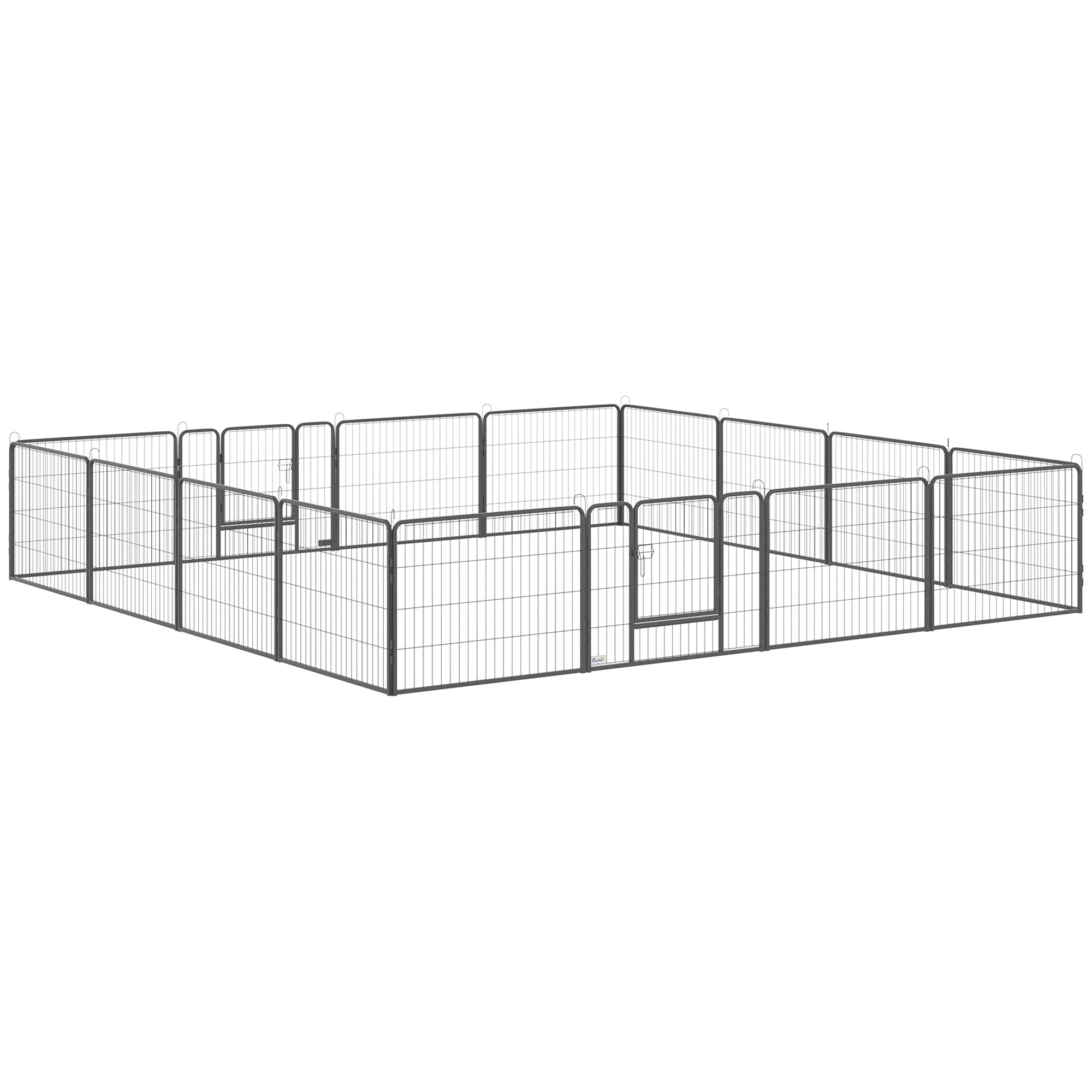 Dog Playpen Outdoor Puppy Pen 16 Panel Heavy Duty Pet Exercise Pen with 2 Doors Customizable Indoor Outdoor Fence for Small Dogs 60 cm High Grey