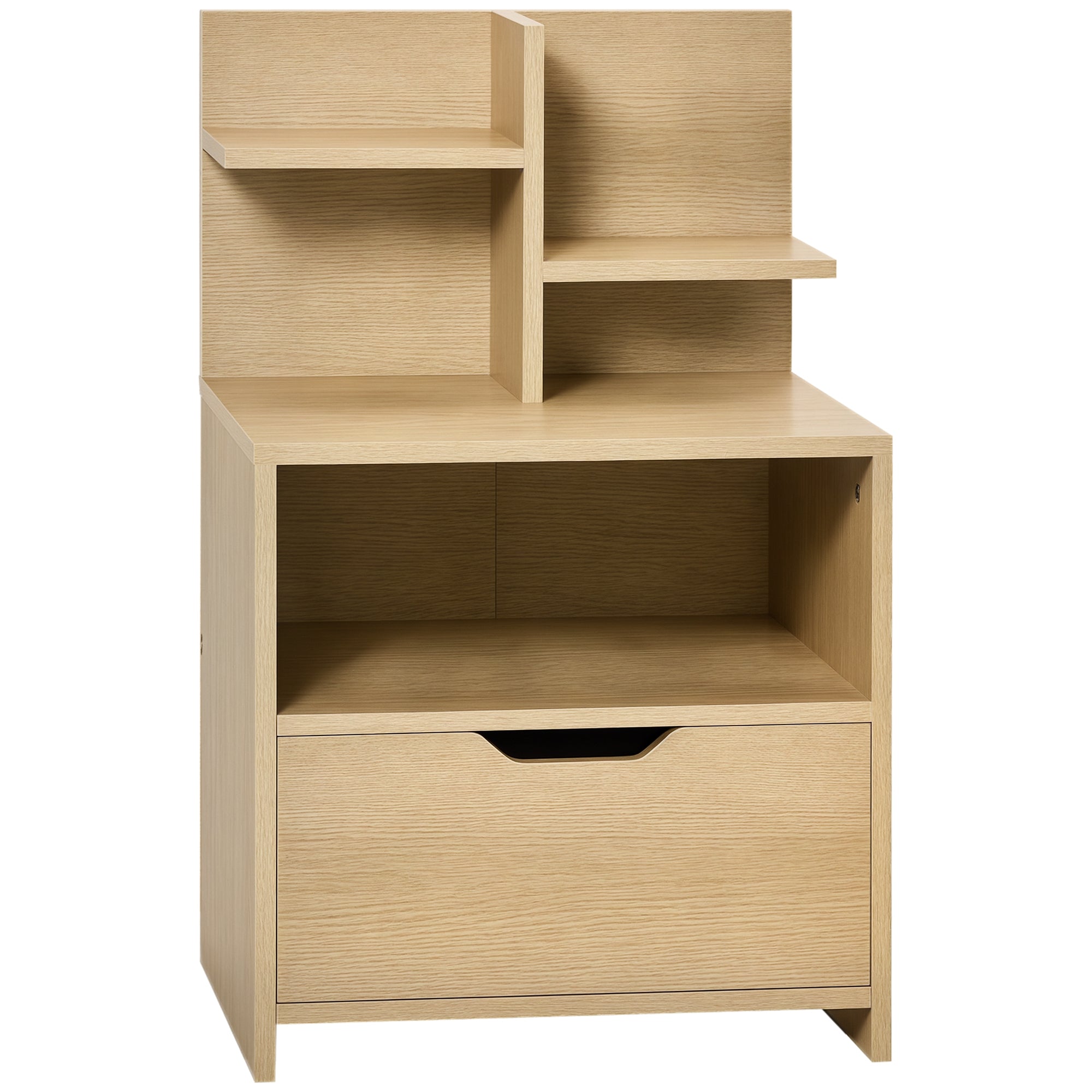 HOMCOM Moderner Nachttisch aus Holz mit Schublade und Ablageflächen für Wohnzimmer und Schlafzimmer 45x35x73 cm Natur