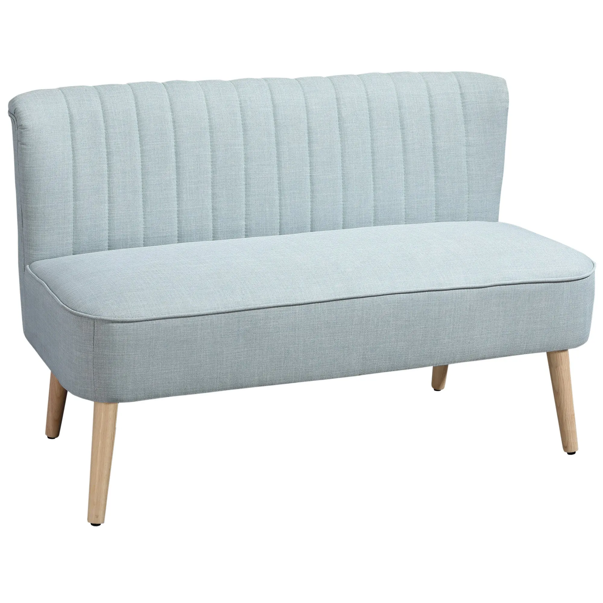 2-Seater Fabric Sofa Upholstered Sofa Double Sofa Retro Look Seat Furniture Lounge Sofa Wooden Frame Light Green 117 x 56.5 x 77 cm