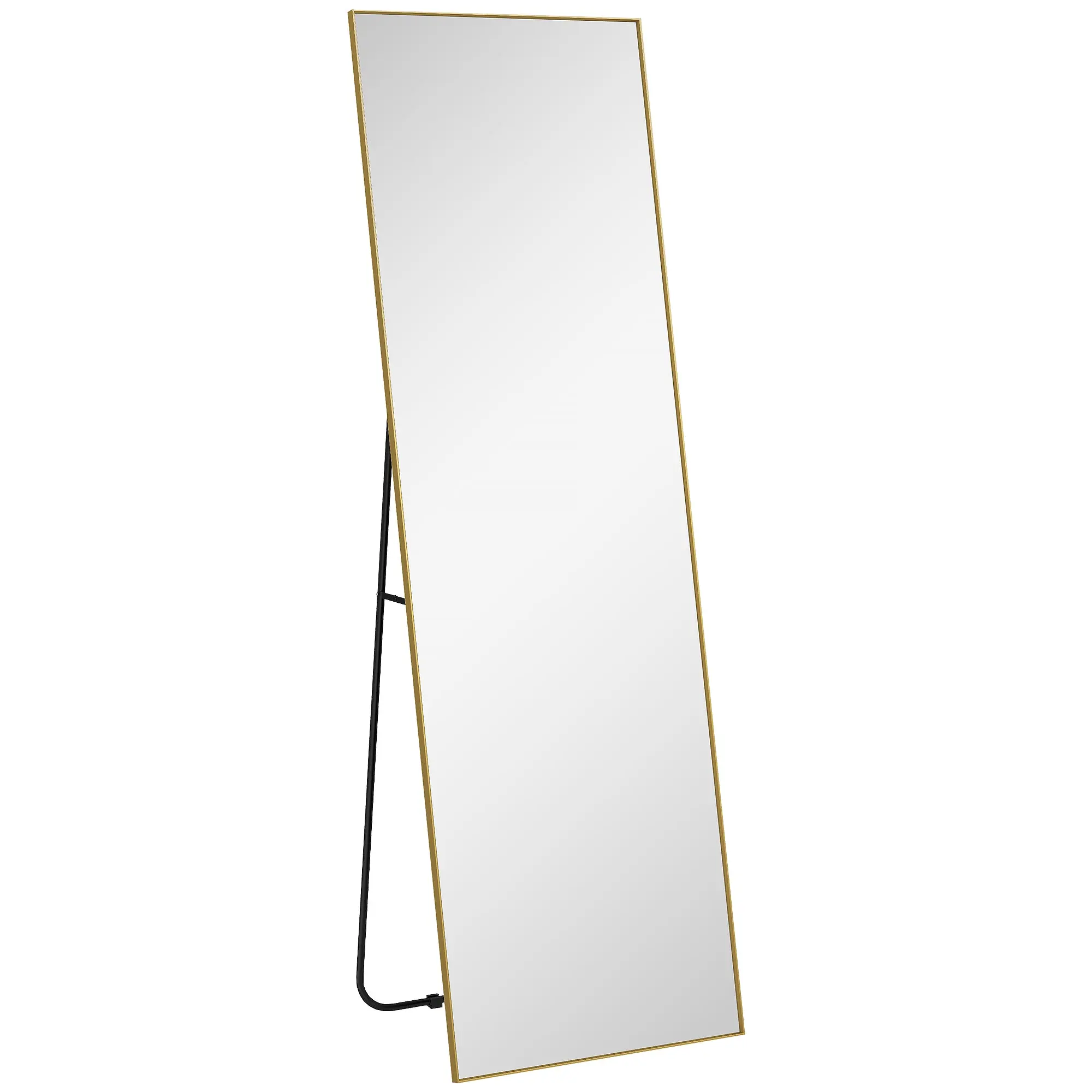 Large rectangular full-length mirror, 50 x 160 cm - floor standing, wall-mounted, or leaned against the wall - for bedroom, living room, and dressing room, gold