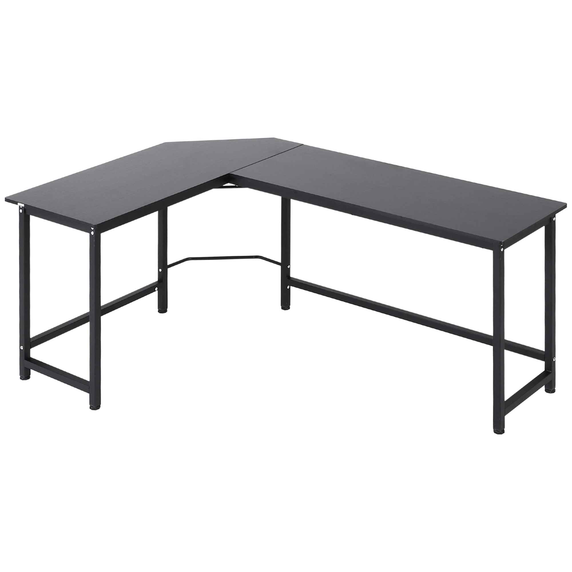 Vinsetto Computerbureau Schrijf bureau L-vormig Bureau verstelbare hoogte Metaal Zwart 168 x 120 x 75 cm