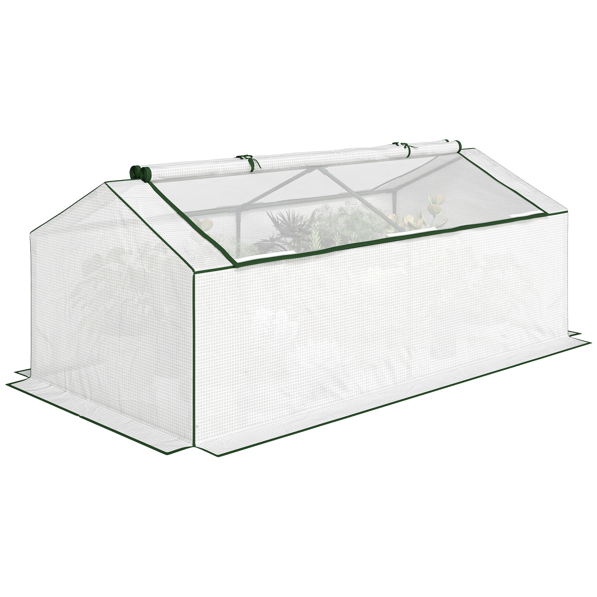Serre Outsunny avec fenêtre en maille PE — Serre film hivernale pour balcon et jardin, maison à tomates, 180 x 90 x 70 cm, blanc