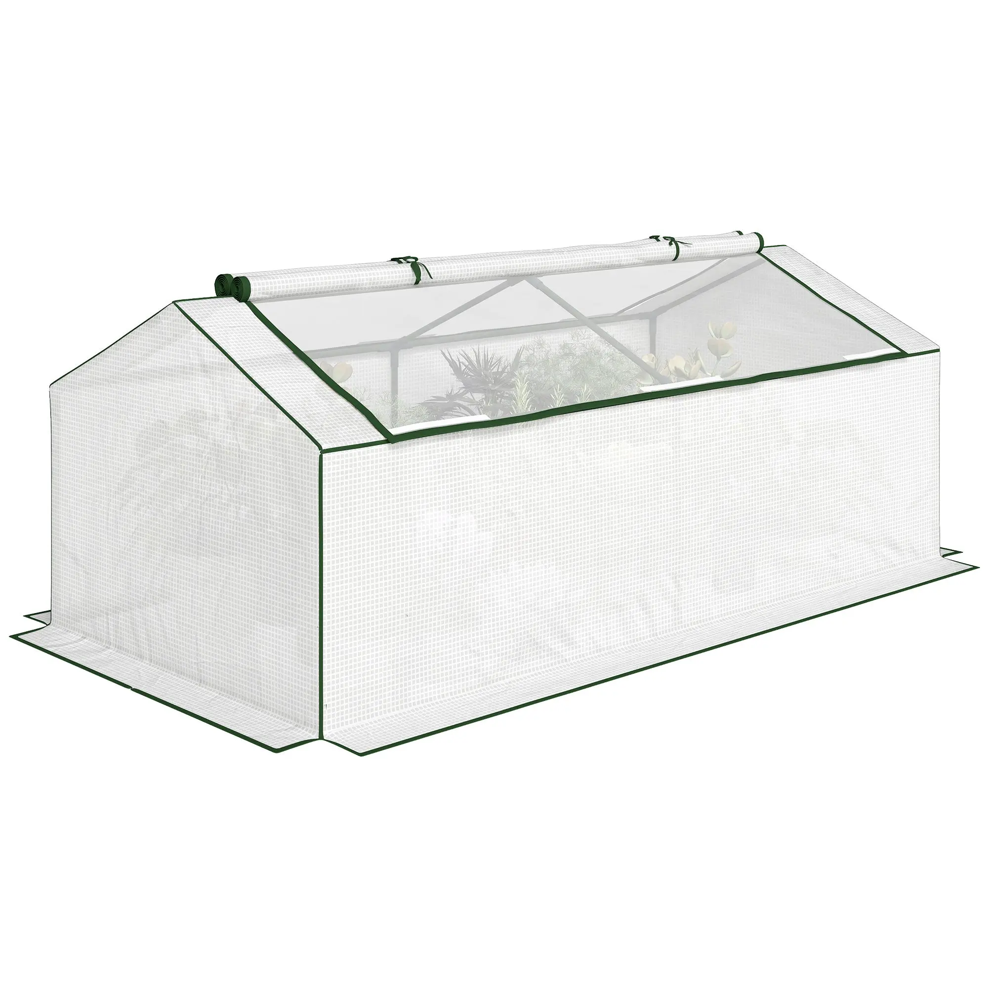 Greenhouse with PE Mesh Window — Winterproof Film Greenhouse for Balcony & Garden, Tomato House, 71" x 35.4" x 27.6" (180 x 90 x 70 cm), White