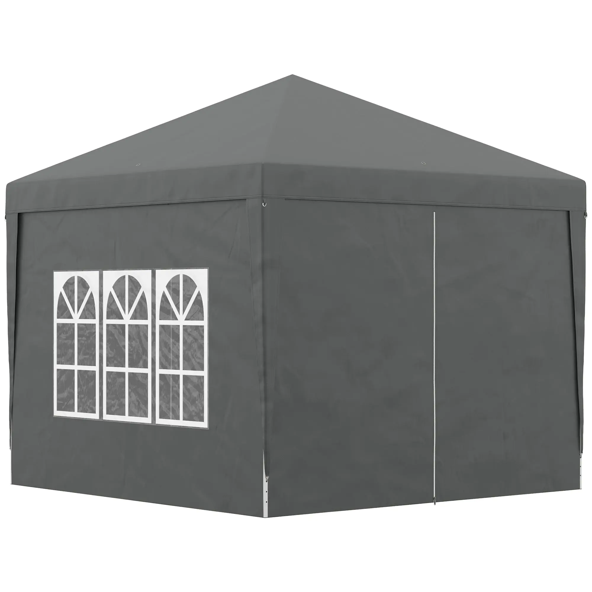 Outdoor Garden Gazebo Pop-Up Folding Reception Tent 3 x 3m with 4 Removable Sidewalls + Gray Carrying Bag