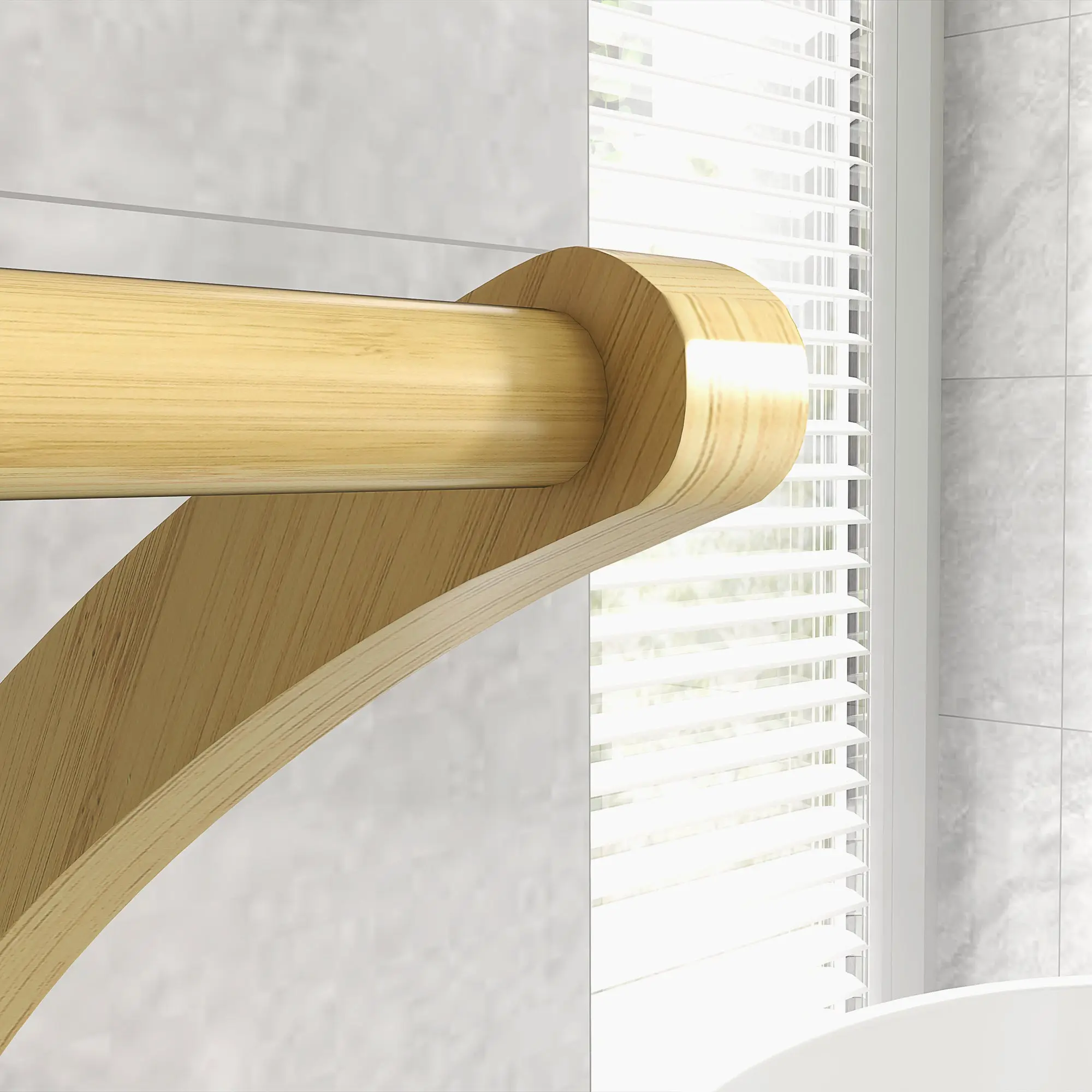Bamboo Towel Rack with 3 Bars and Storage Shelf, Free-standing Towel Rack for Bathroom and Laundry Room, Natural Finish