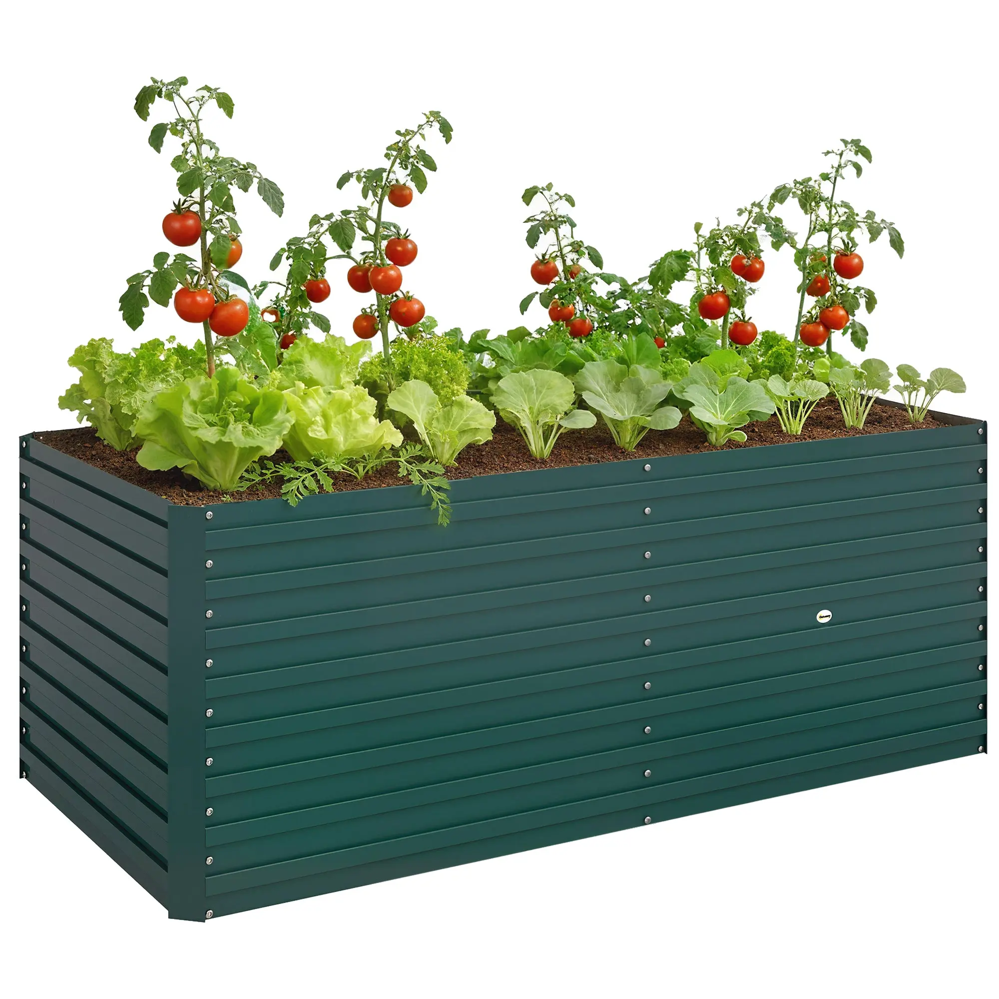 Outdoor Planter — Galvanized Raised Garden Bed, Rectangular 160 x 80 x 60 cm (63" x 31.5" x 23.6"), Green