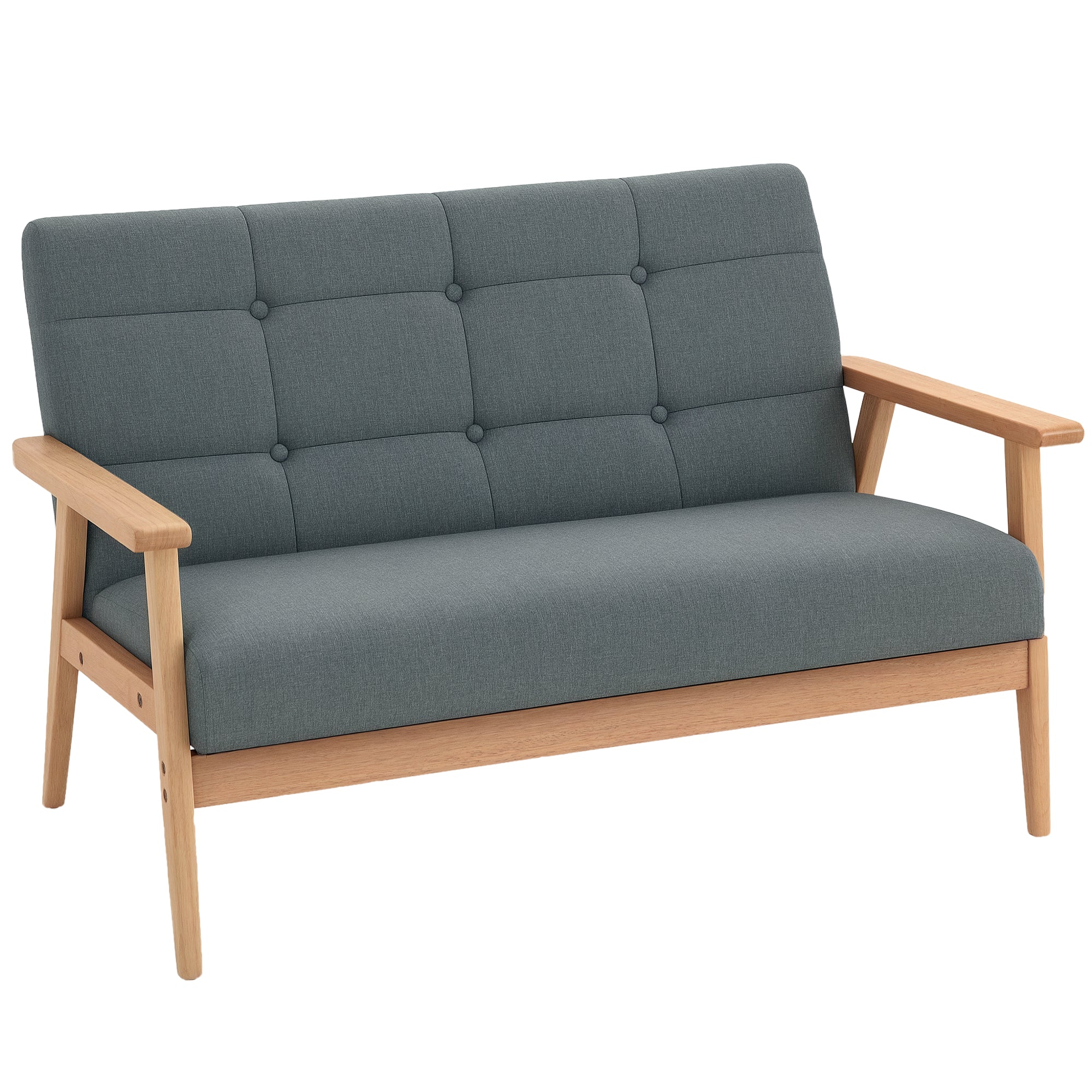2-Seater Sofa, Couch with Armrests, Back Cushions, Living Room Sofa with Linen Look, Upholstered Sofa for Living Room, Bedroom 115 x 66.5 x 73 cm, Dark Gray