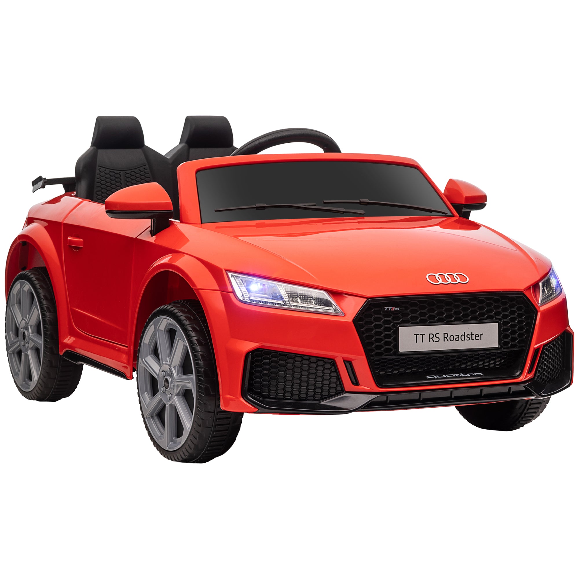 HOMCOM Kinder Elektroauto 12V für Kinder mit 2,4G Fernbedienung, Musik, Hupe, Elektrisches Fahrzeug mit LED-Licht, USB/MP3-Anschluss, Rückwärtsgang, für Kinder von 3-5 Jahren, Rot