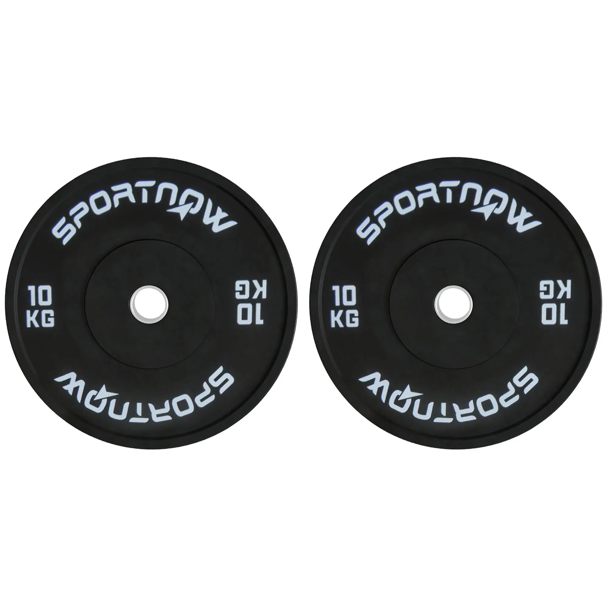 SPORTNOW Set of 2 10 kg Gym Plates, Plates for Barbell and Dumbbells with ?5 cm Attachment for Home and Gym Training, Black