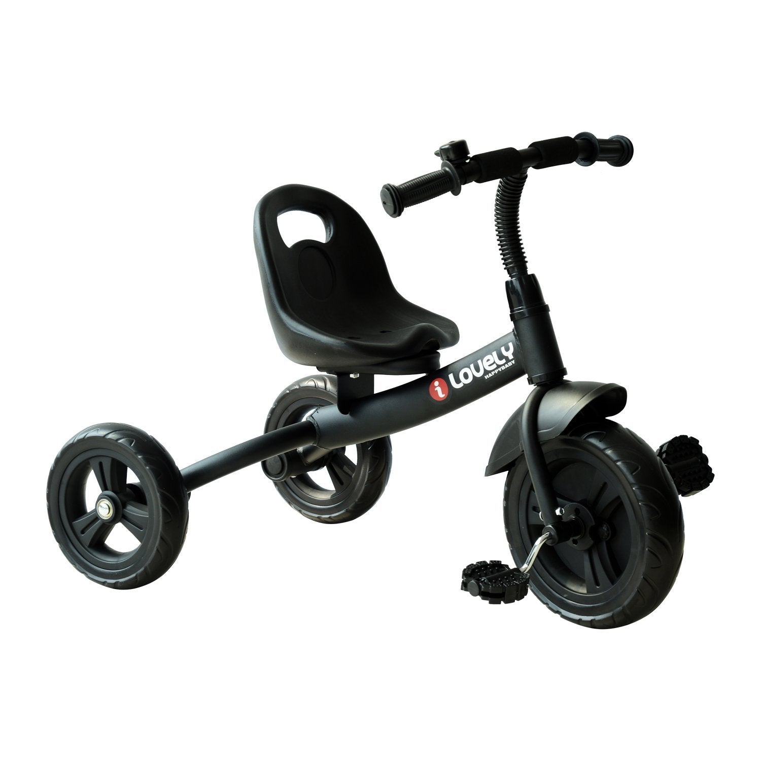 HOMCOM Kanner Tricycle fir Kanner 18 Méint a méi mat Kläkk, Fenders a Sécherheetsrieder 79x50.5x58 cm Schwaarz