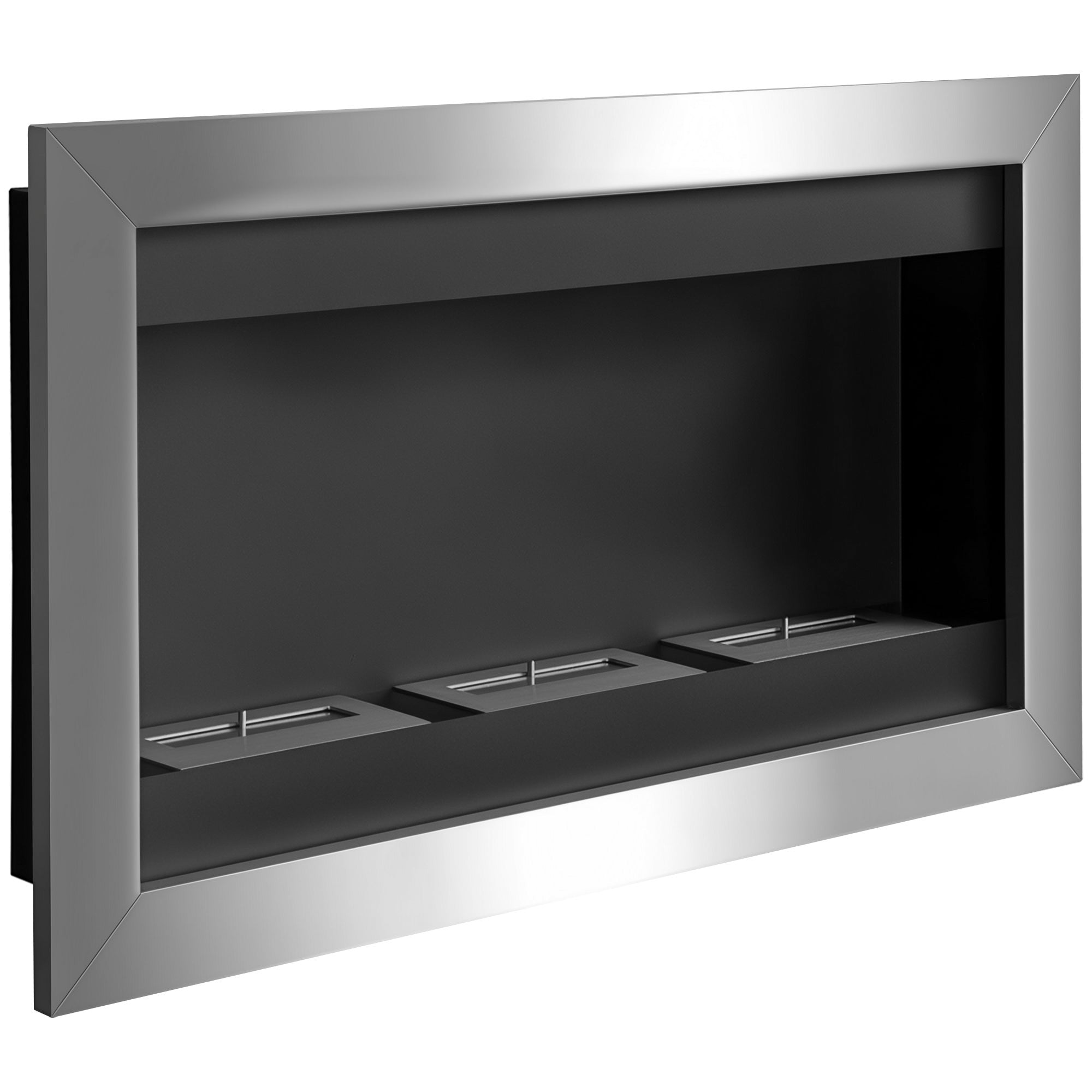 HOMCOM Wandmontierter Bioethanol-Kamin mit 3 Edelstahlbrennern 110 x 63 x 16 cm