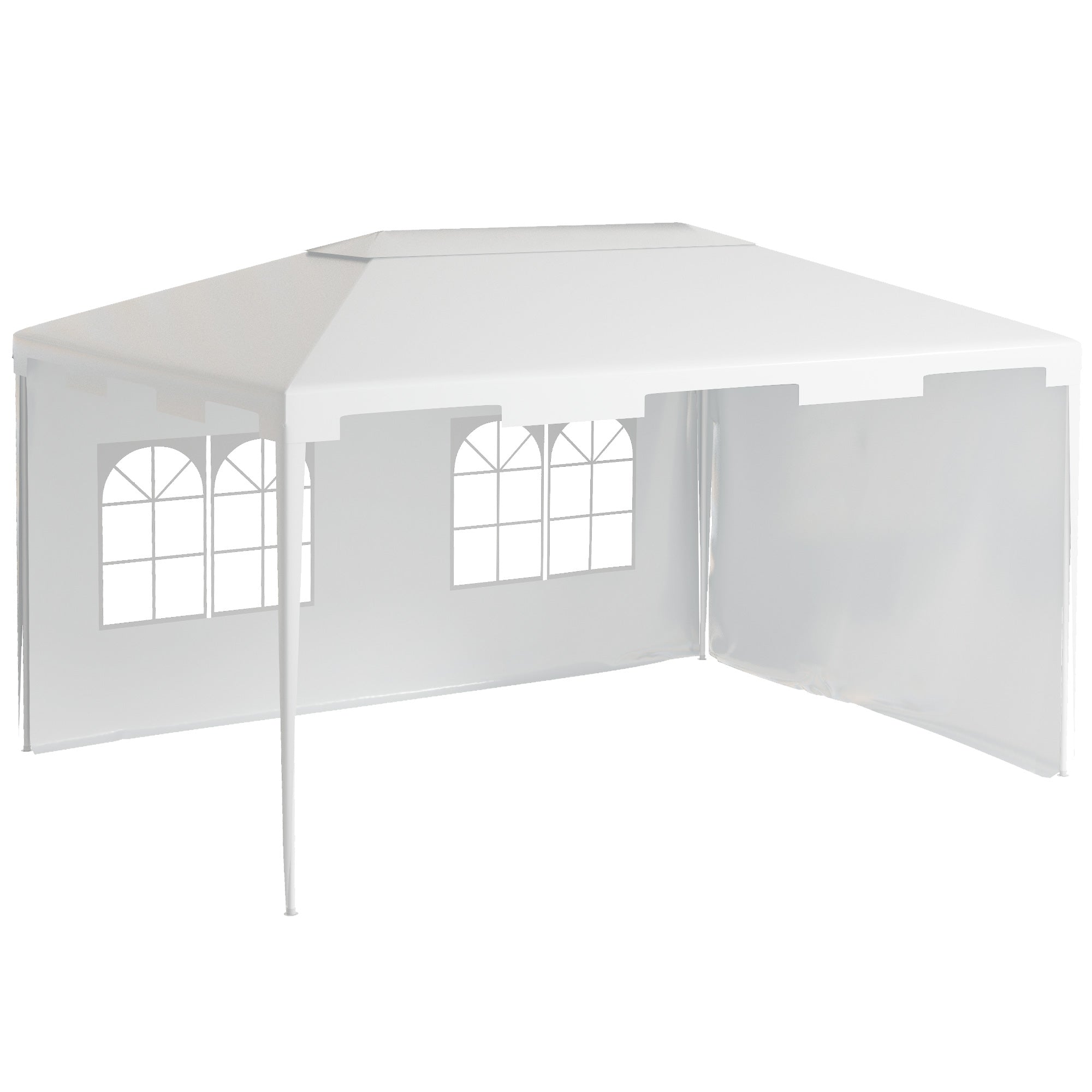 Outsunny Garten-Pavillon 4x3 m Abnehmbares Freiluft-Pergola mit 2 Seitenpaneelen, 2 Fenstern und Anti-UV wasserdichtem Stahlrahmen für Terrasse und Patio, Weiß