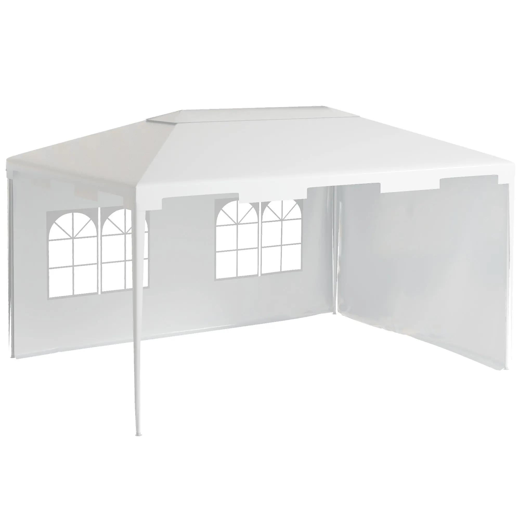 Garden Gazebo 4x3 m Detachable Outdoor Pergola with 2 Side Panels 2 Windows and Anti-UV Waterproof Steel Frame for Terrace Patio White