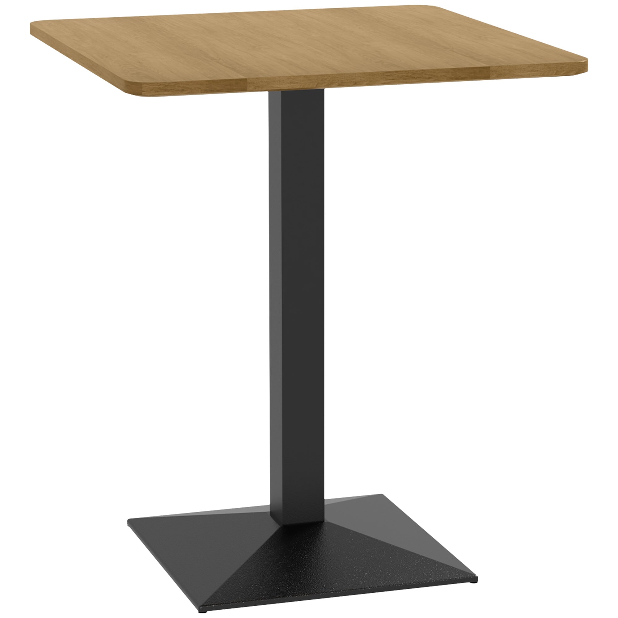 HOMCOM 70 x 70 cm vierkante eettafel voor 2 — houtlook blad & zwart stalen onderstel, kleine moderne keukentafel, donkerbruin