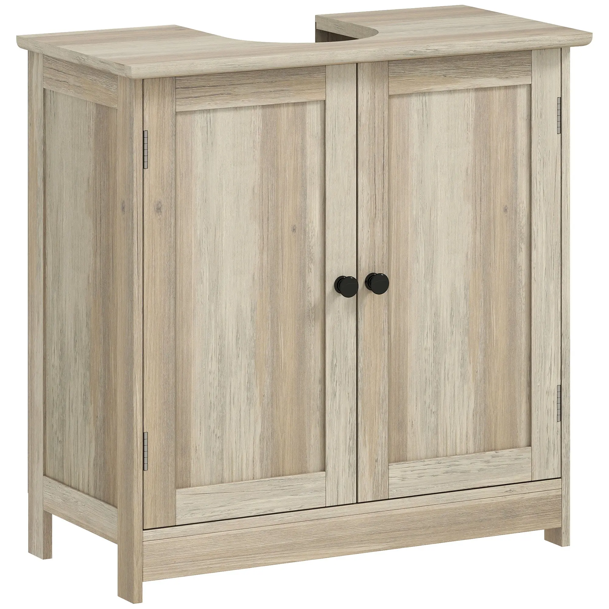 Under-Sink Bathroom Cabinet, 2-Door Storage with Adjustable Shelf, Moisture-Resistant, 23.6 x 11.8 x 23.6 in (60 x 30 x 60 cm), Gray