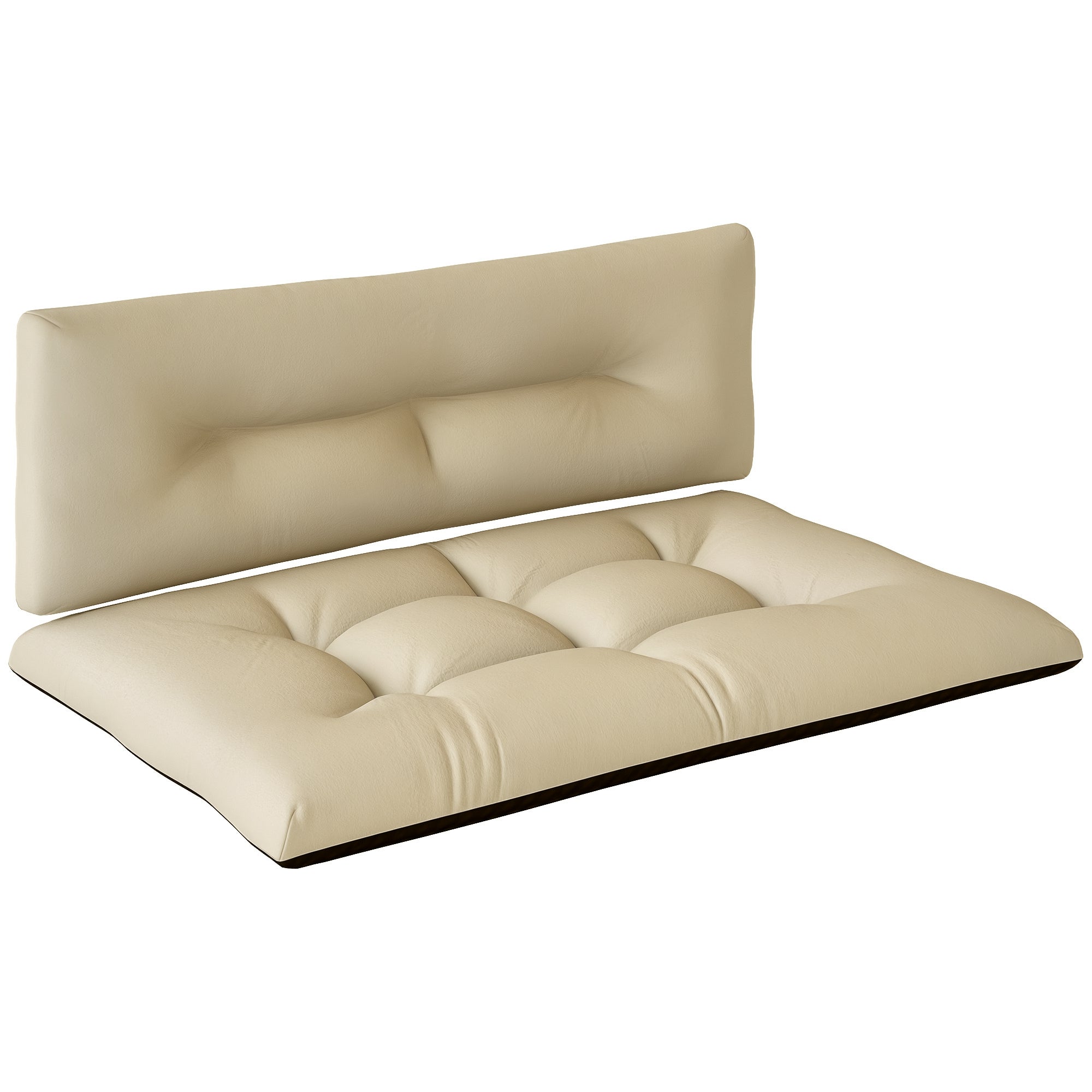 Pallet Cushions 2-Piece Set Water-Resistant Seat Cushion Pallet Pads with Tufted Design Back Support Outdoor Cushions Pallet Pads for Euro Pallets Pallet Sofa 120 x 77 x 10 cm Beige