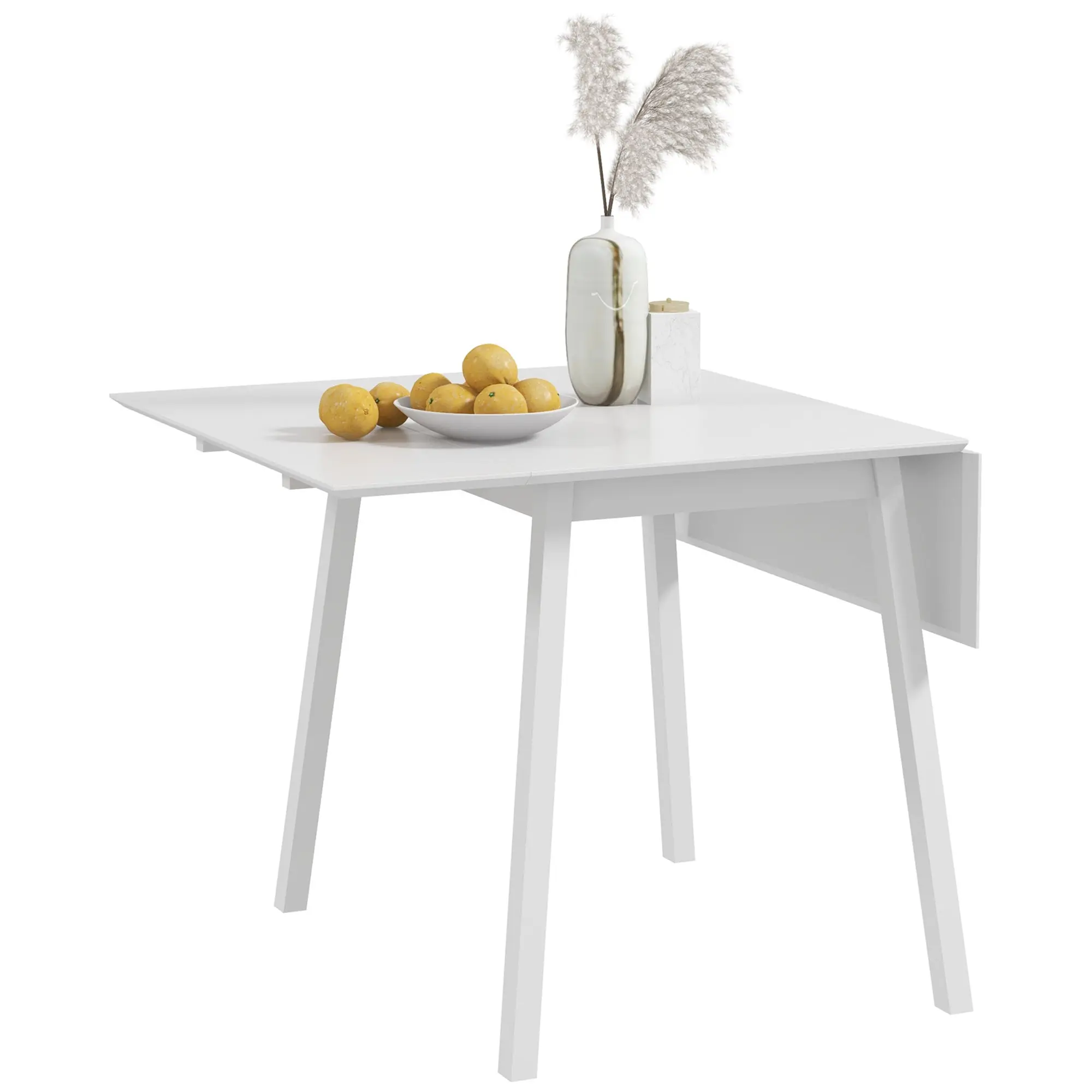 Folding Dining Table Kitchen Table for 2-4 Persons Dining Table Foldable in Country Style for Small Spaces, Kitchen, Dining Room 110 x 86 x 75 cm, White