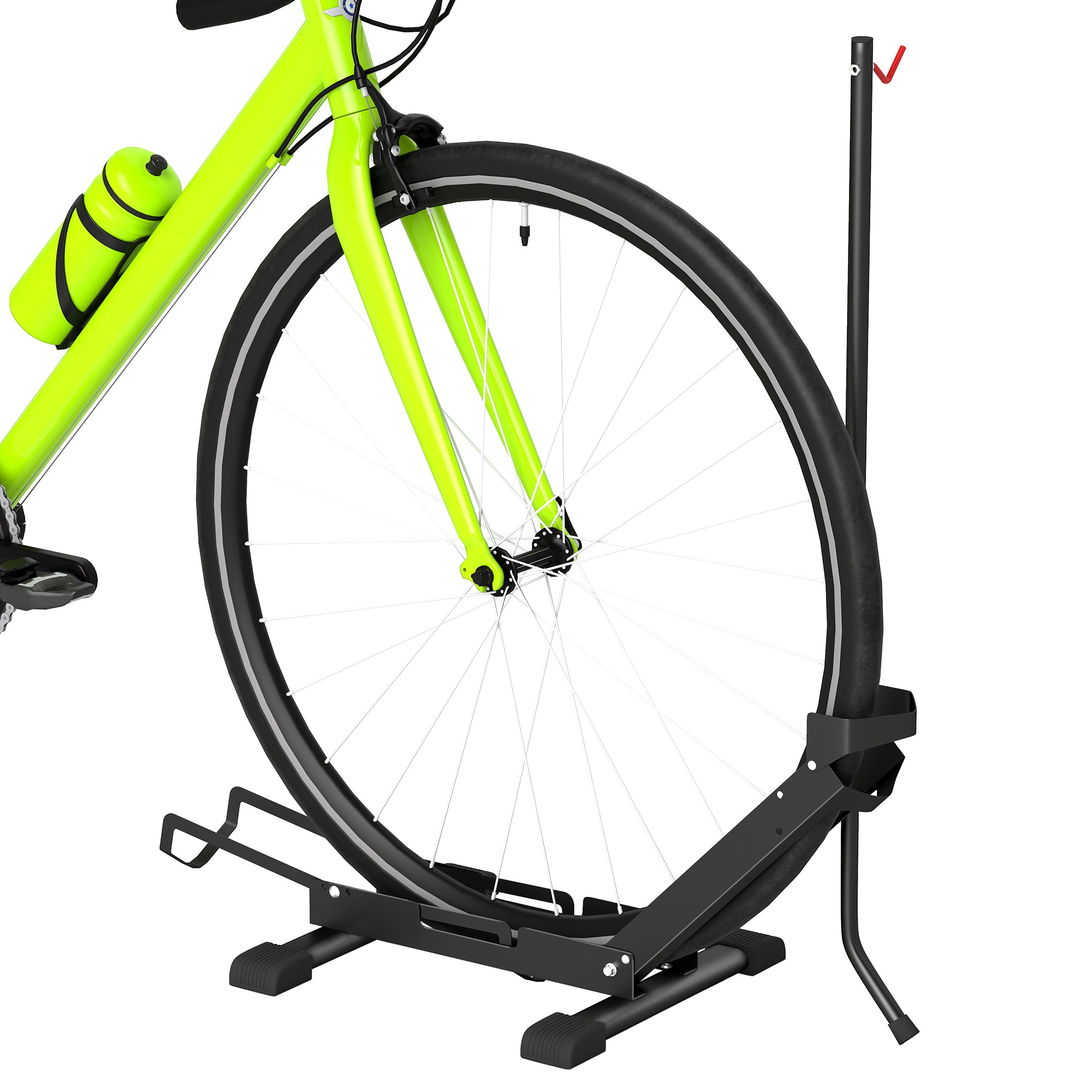 SPORTNOW Velostatīvs Velosipēdiem Tērauda Velosipēda Turētājs ar 80 mm Riepu Platumu Stāvošs Grīdas Velostatīvs Vairāku Velosipēdu Stāvvieta Grīdas Velostatīvs 75 x 41 x 81H cm Melns