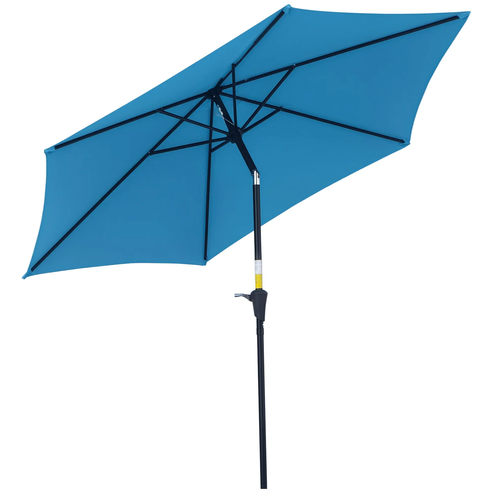 Garden Umbrella ?2.6x2.35m Tiltable with Crank Handle, Outdoor Umbrella with 6 Aluminum Struts, Metal and Polyester 180g/㎡, Blue