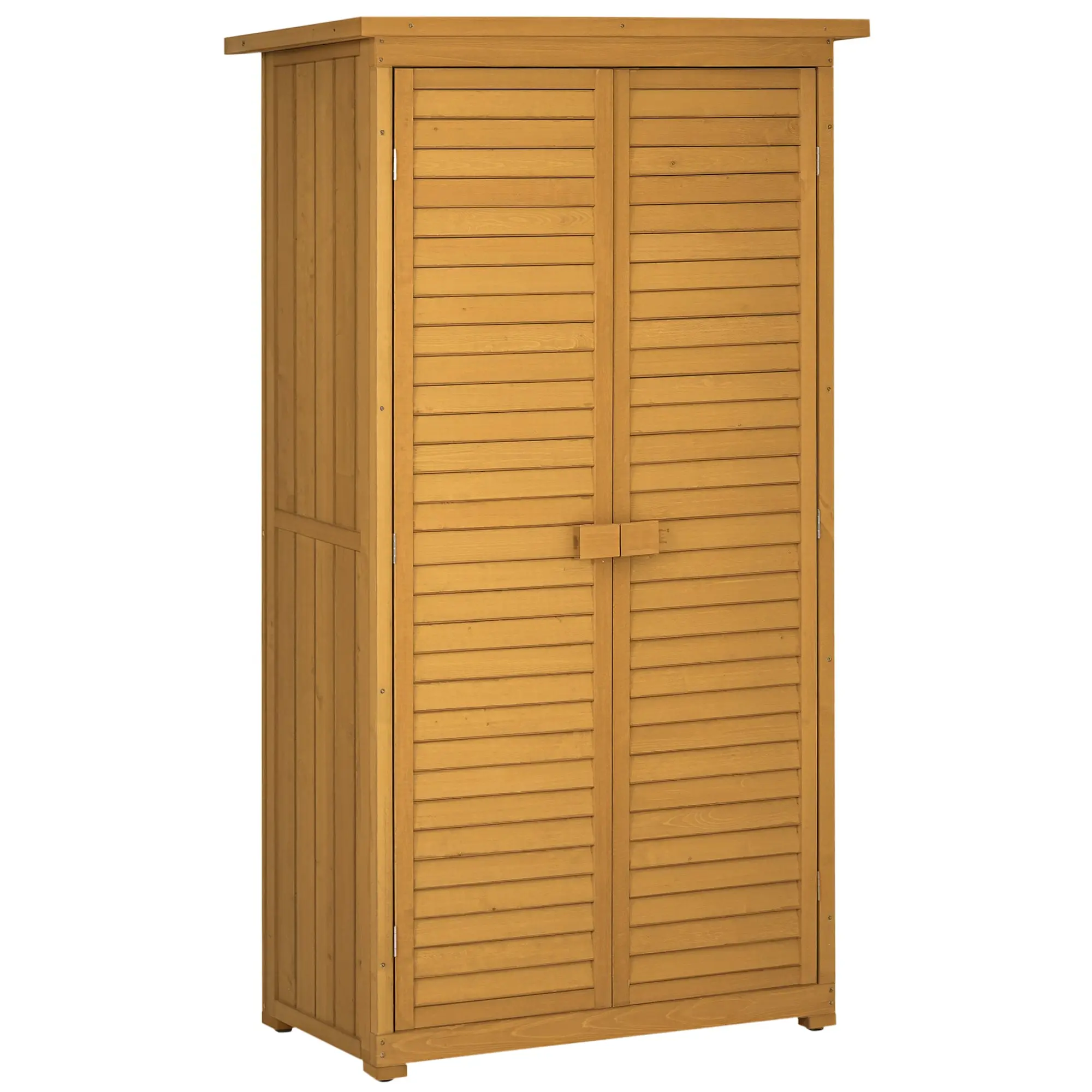 Wooden Garden Cabinet, Weatherproof Tool Shed 87x46.5x160cm, Equipment House with Door, Pent Roof, Shelves, Tool Cabinet, Garden House Toolshed for Garden, Patio, Natural Wood